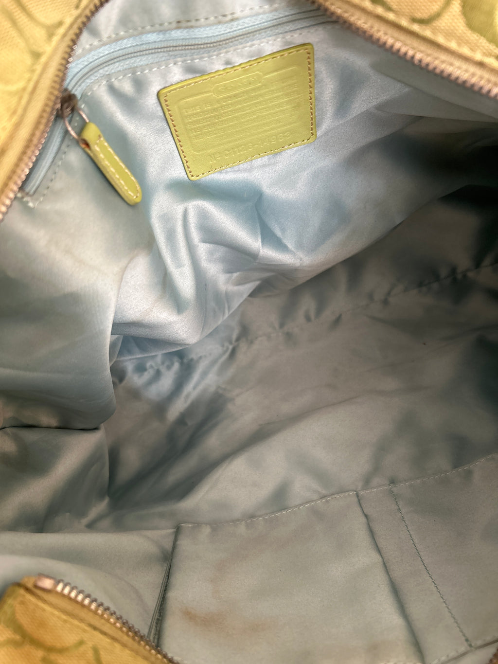 Vintage Coach green tote shoulder bag