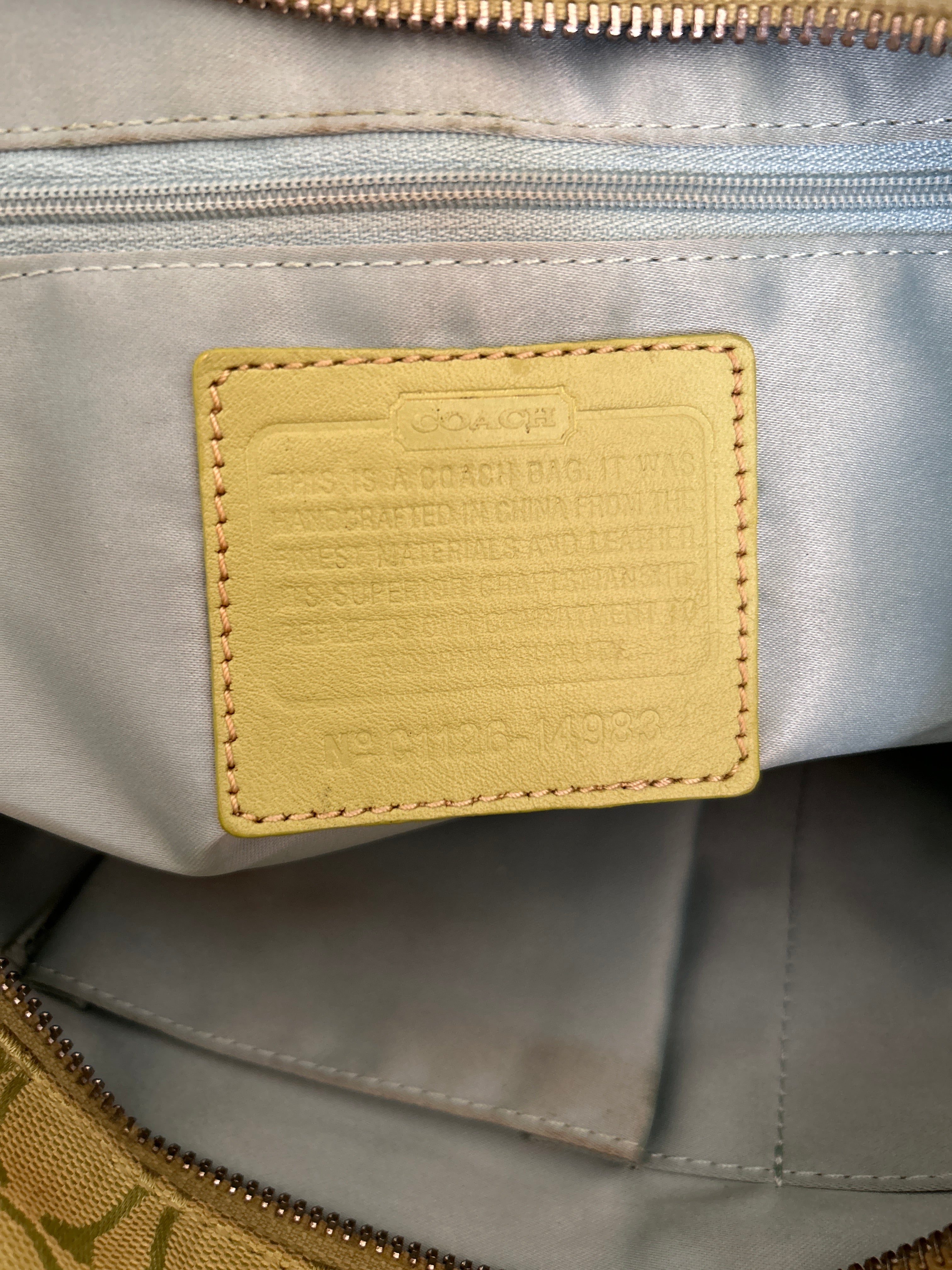 Vintage Coach green tote shoulder bag
