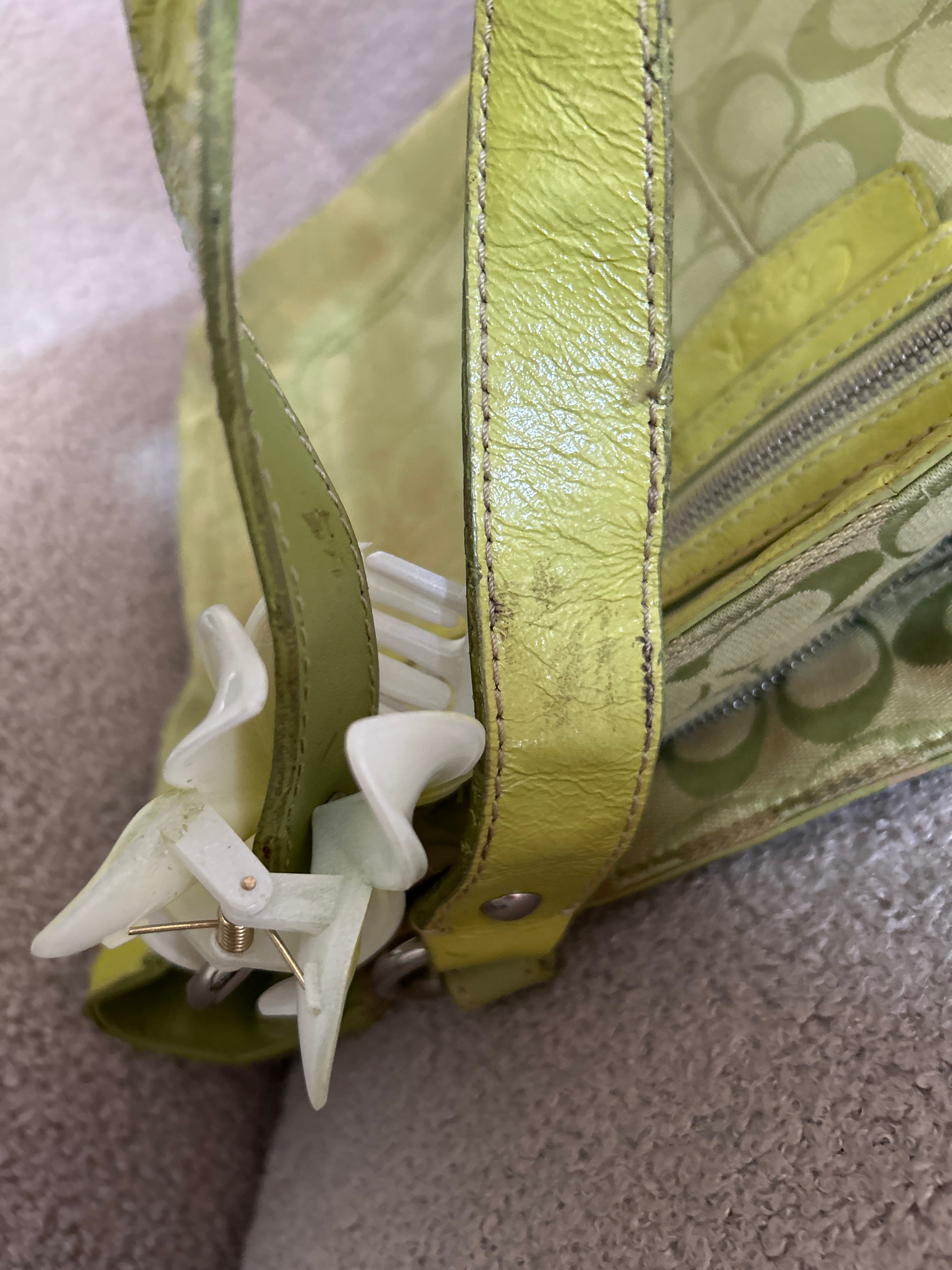 Vintage Coach green tote shoulder bag