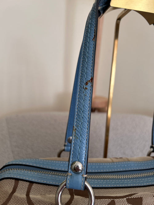 Vintage Coach blue stripe shoulder bag