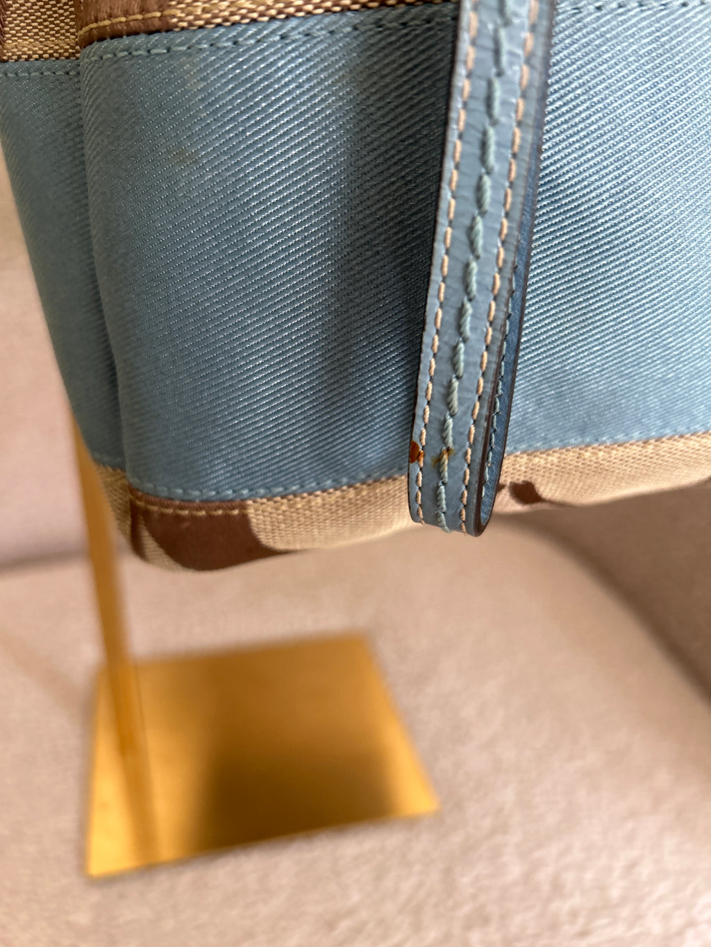 Vintage Coach blue stripe shoulder bag