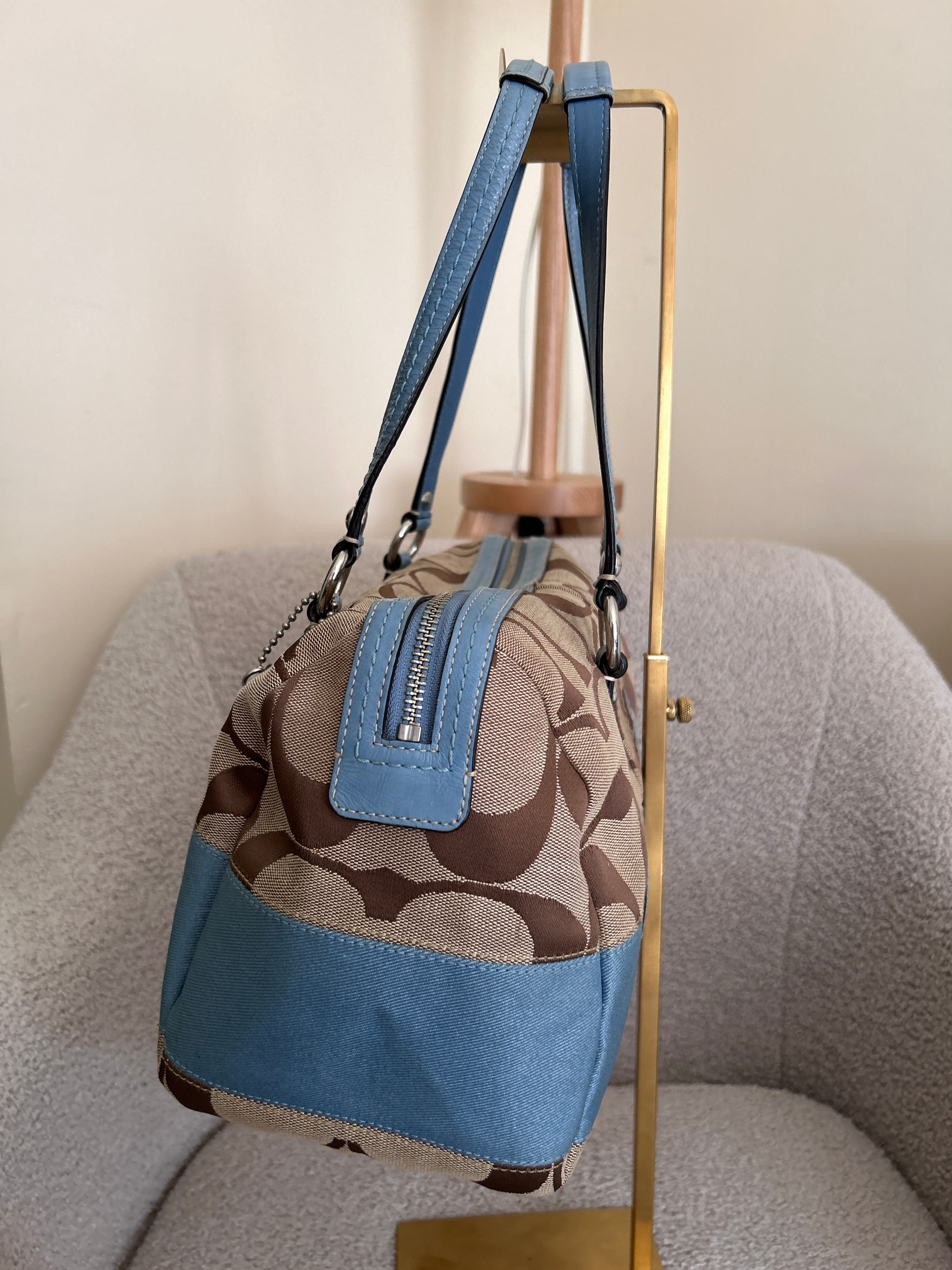 Vintage Coach blue stripe shoulder bag