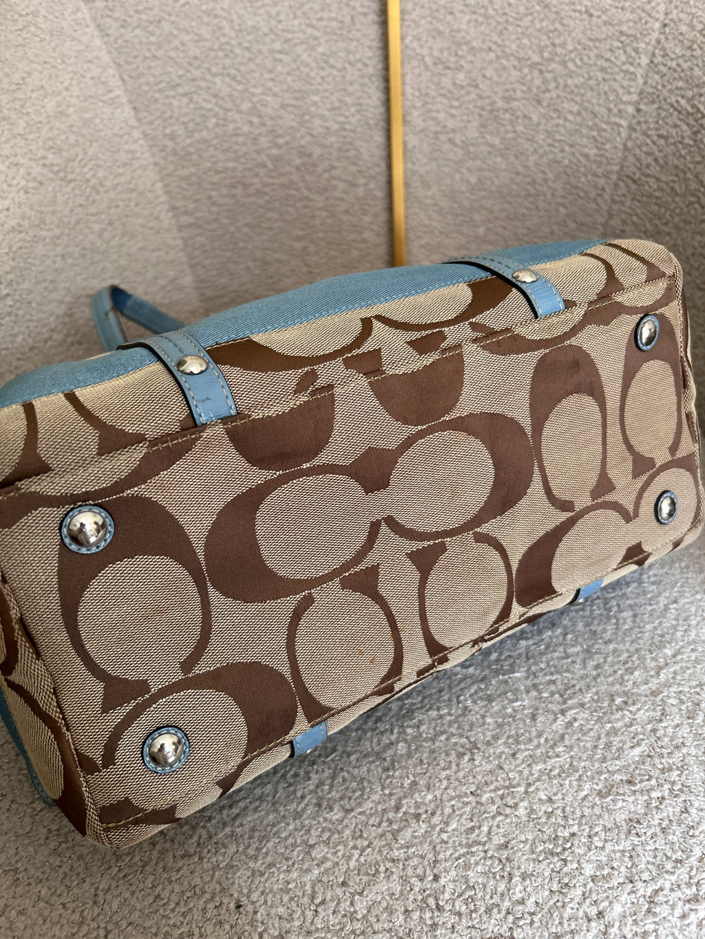 Vintage Coach blue stripe shoulder bag