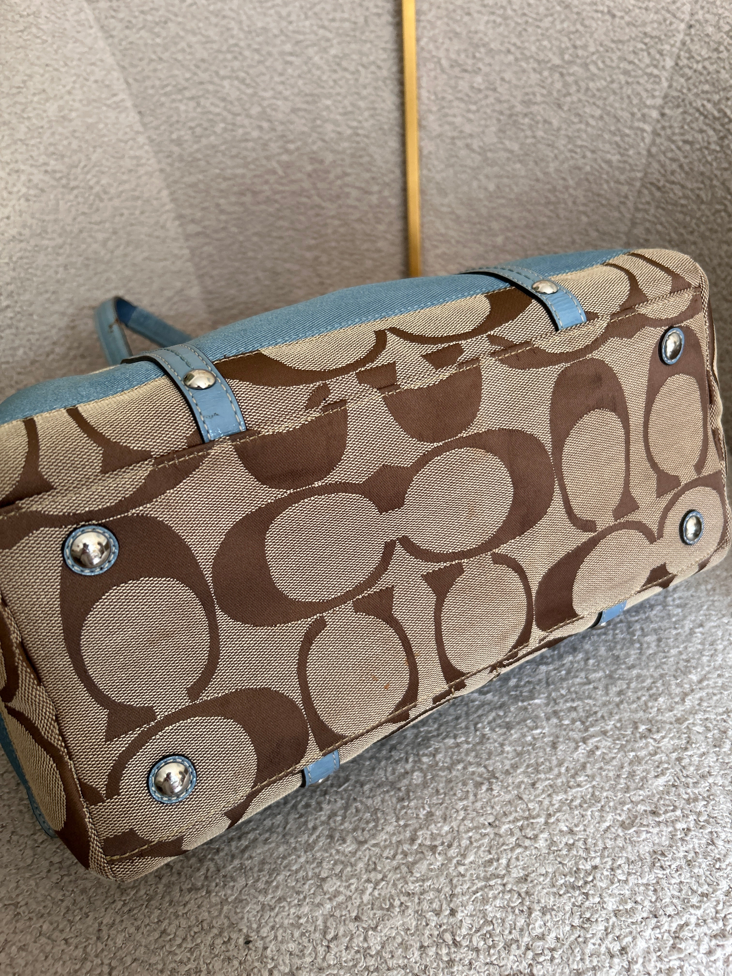 Vintage Coach blue stripe shoulder bag