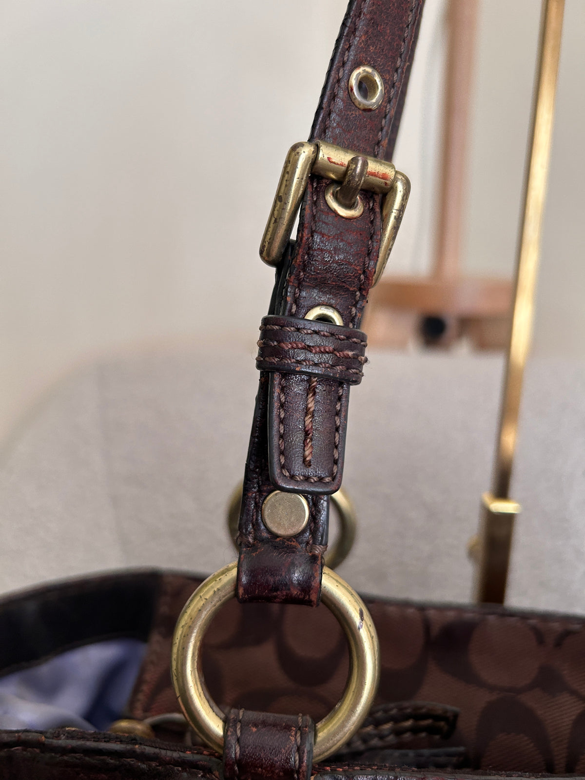 Vintage Coach dark brown tote shoulder bag