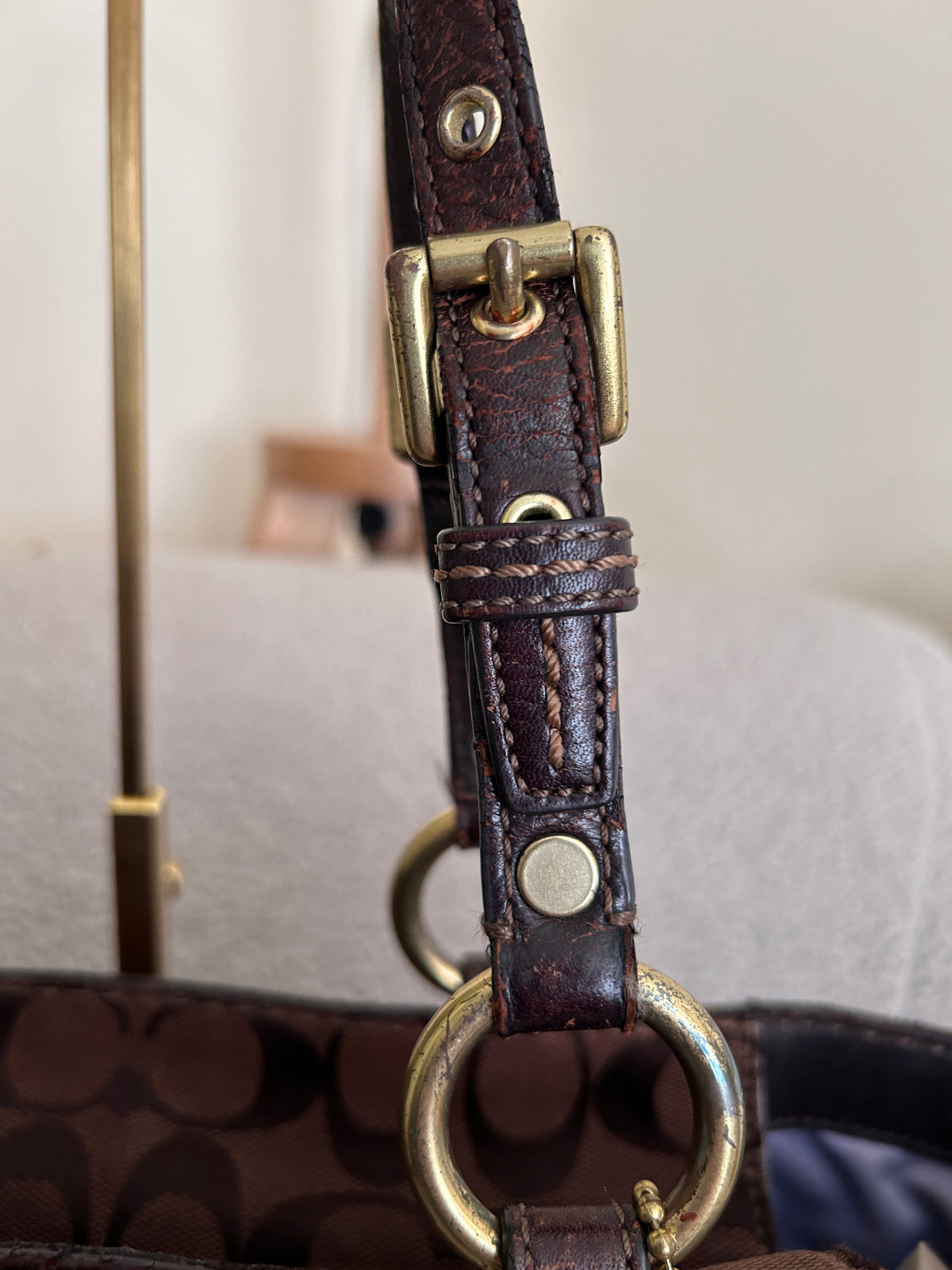 Vintage Coach dark brown tote shoulder bag