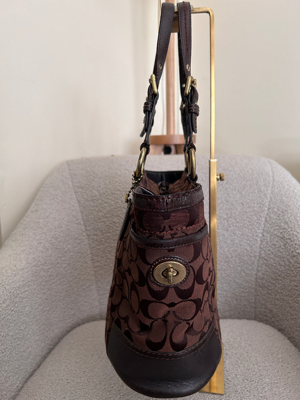 Vintage Coach dark brown tote shoulder bag