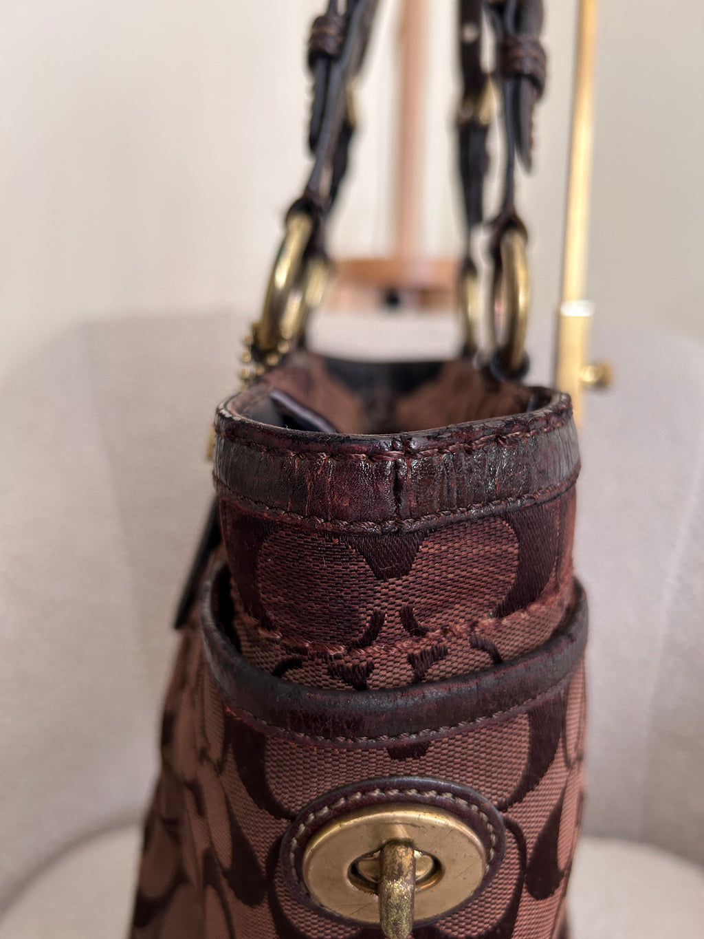 Vintage Coach dark brown tote shoulder bag