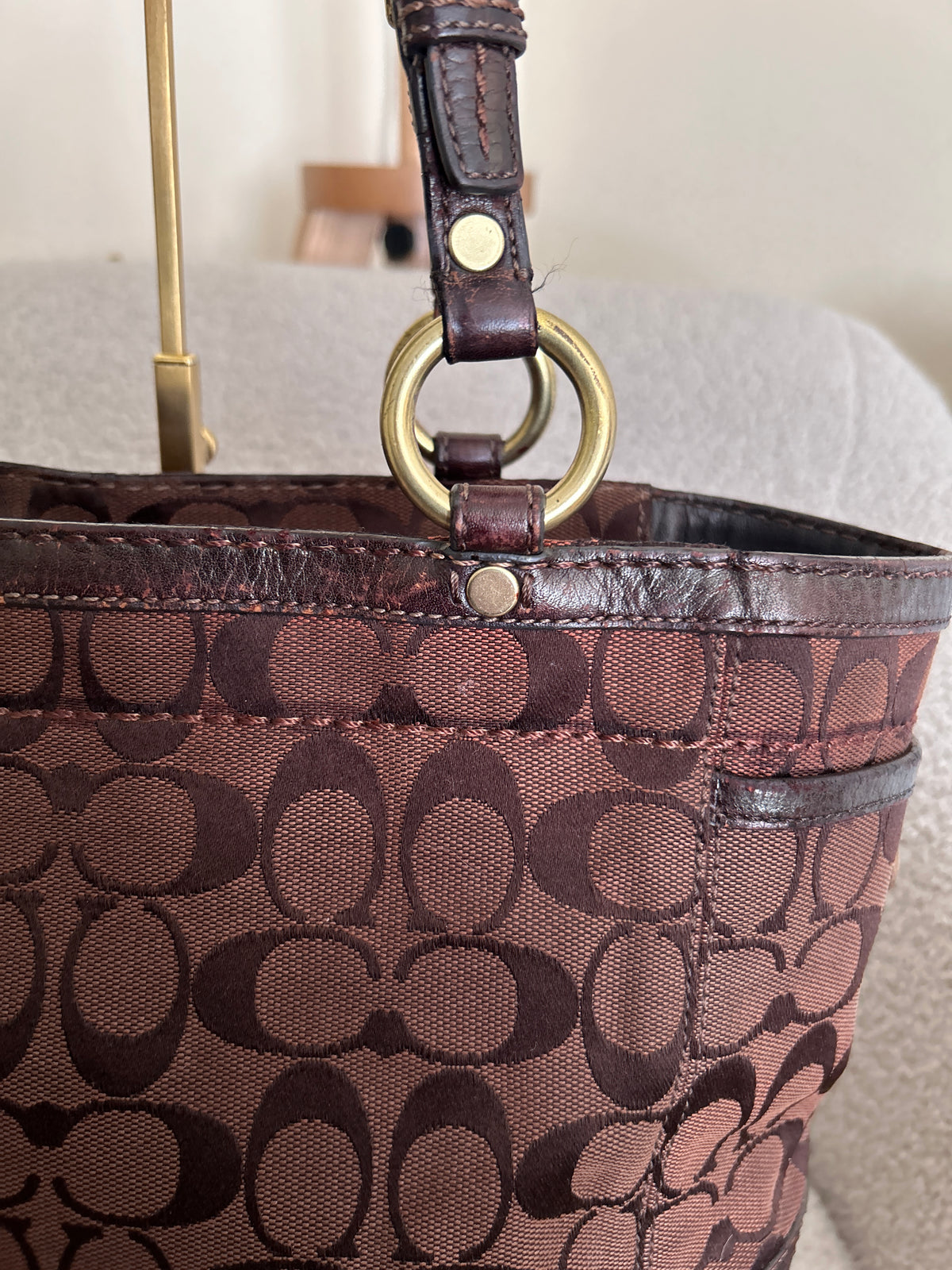 Vintage Coach dark brown tote shoulder bag