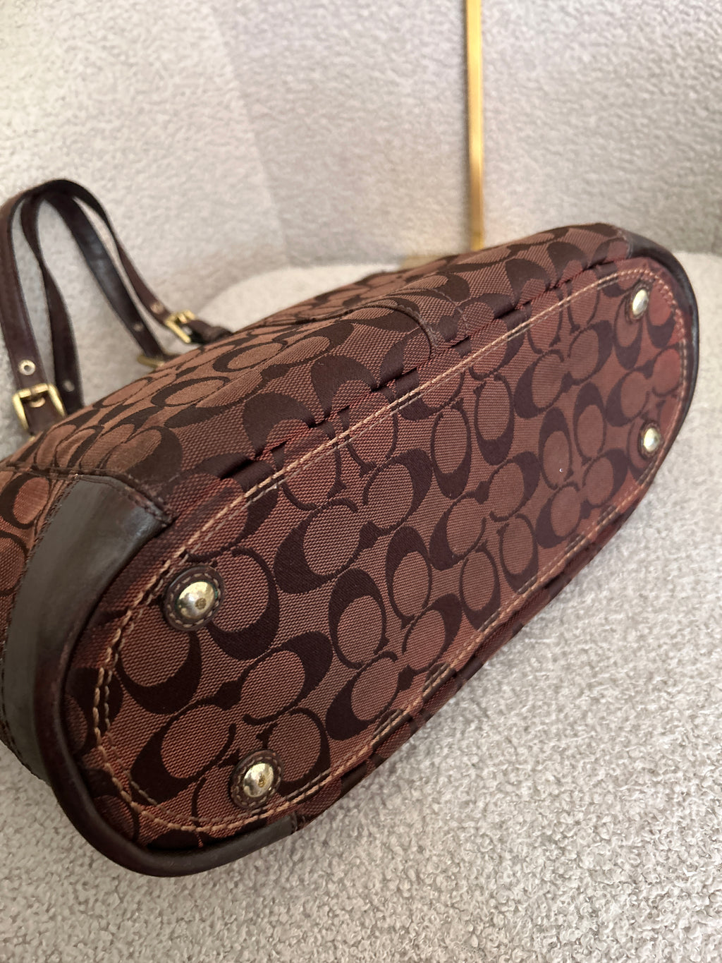 Vintage Coach dark brown tote shoulder bag