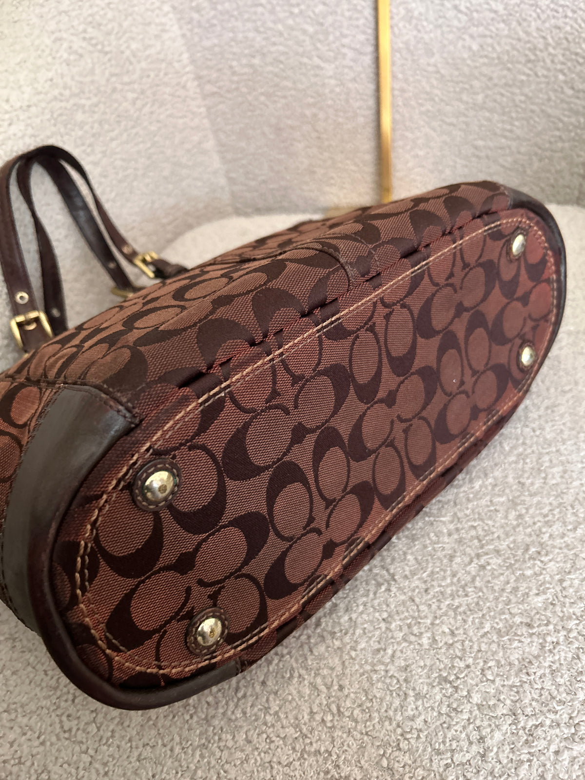 Vintage Coach dark brown tote shoulder bag