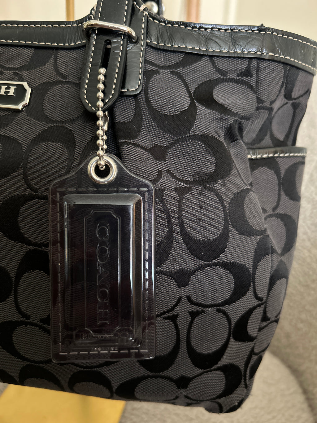 Vintage Coach grey and blue shoulder bag