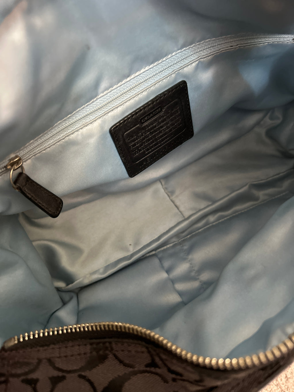 Vintage Coach grey and blue shoulder bag