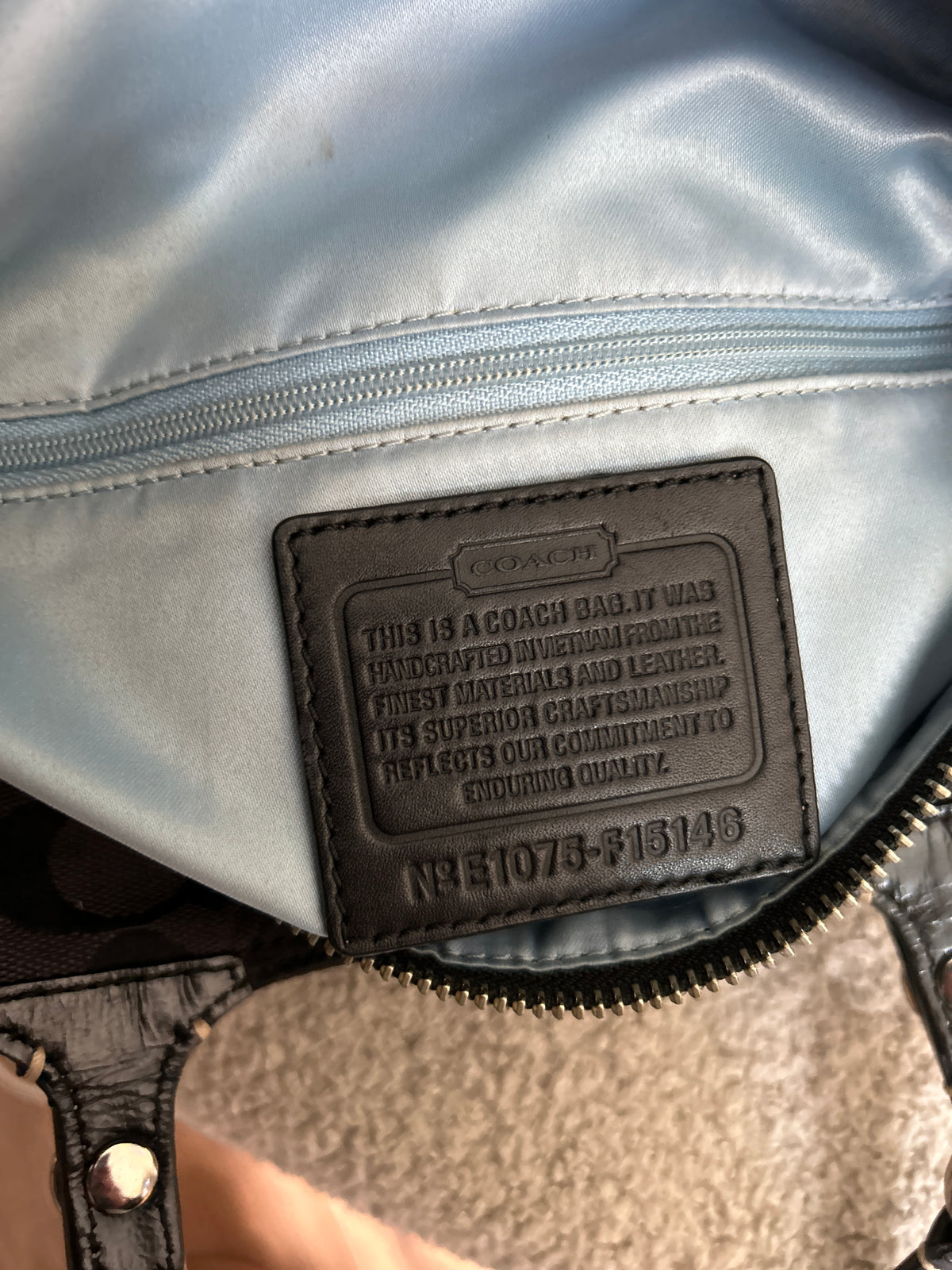 Vintage Coach grey and blue shoulder bag