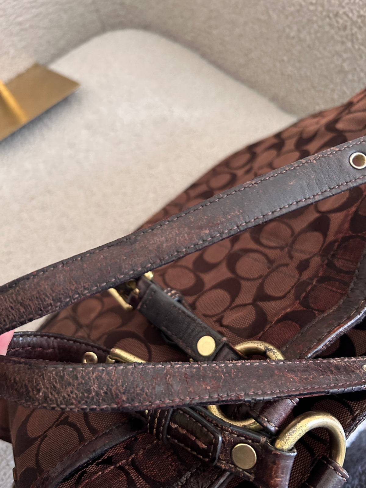 Vintage Coach dark brown tote shoulder bag