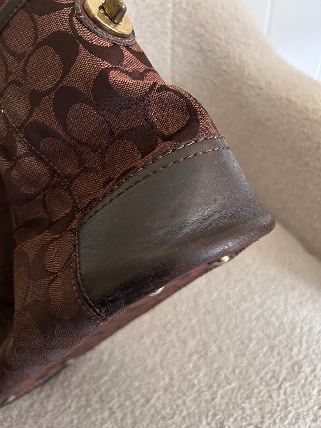 Vintage Coach dark brown tote shoulder bag