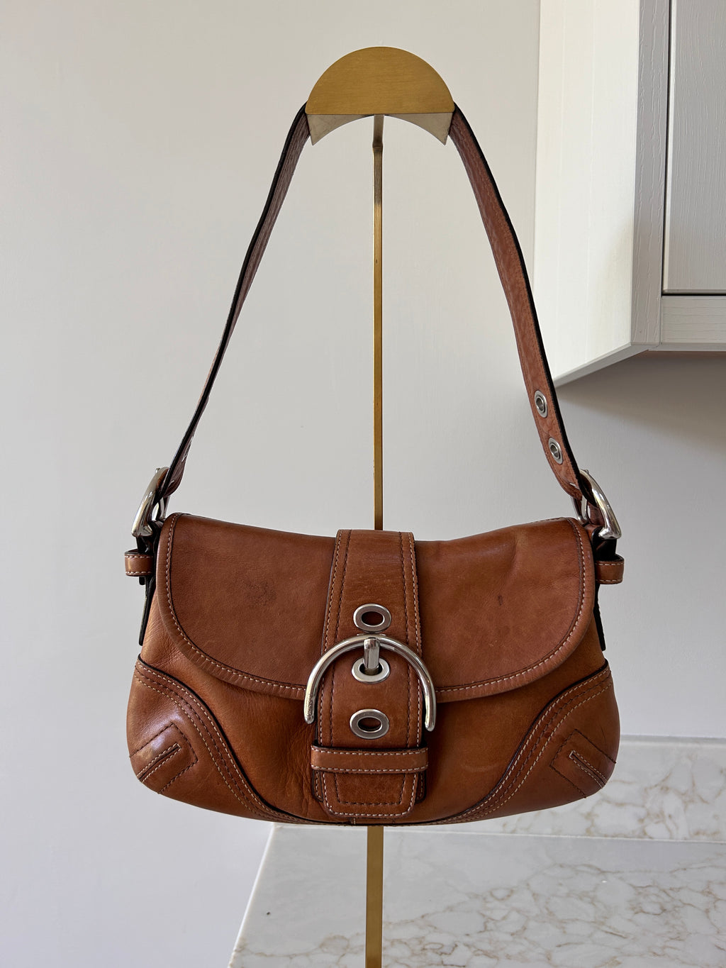 Vintage Coach Soho tan leather shoulder bag