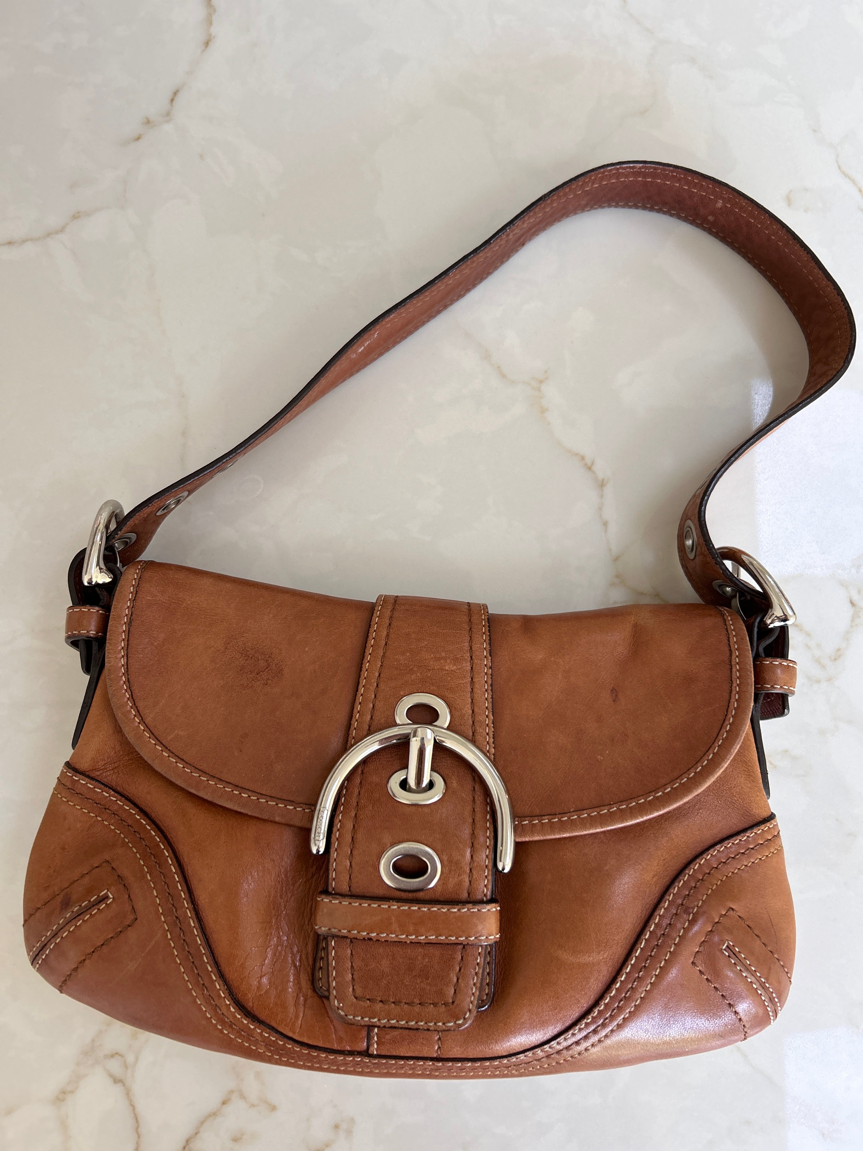 Vintage Coach Soho tan leather shoulder bag