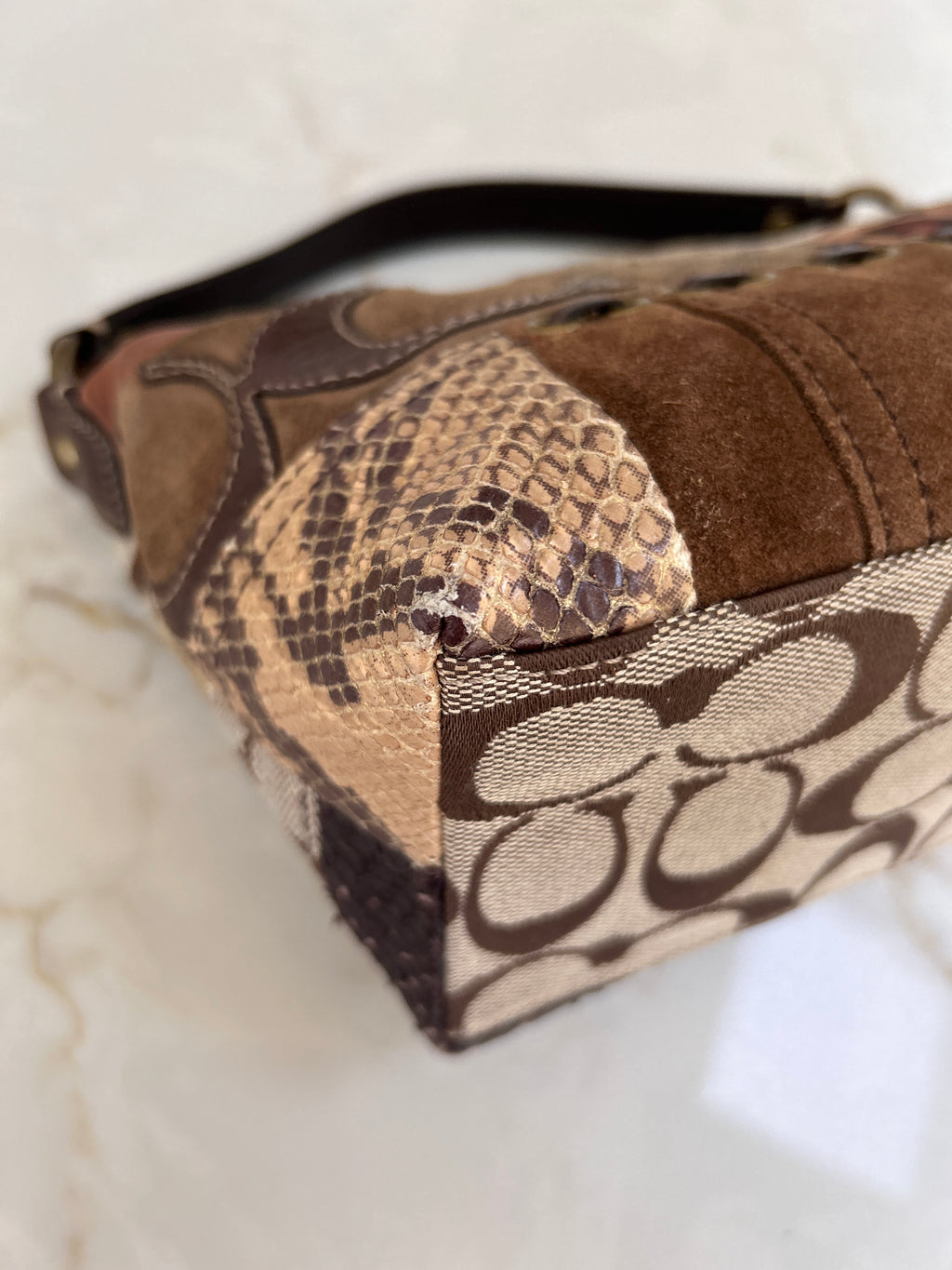 Vintage Coach mini patchwork handbag