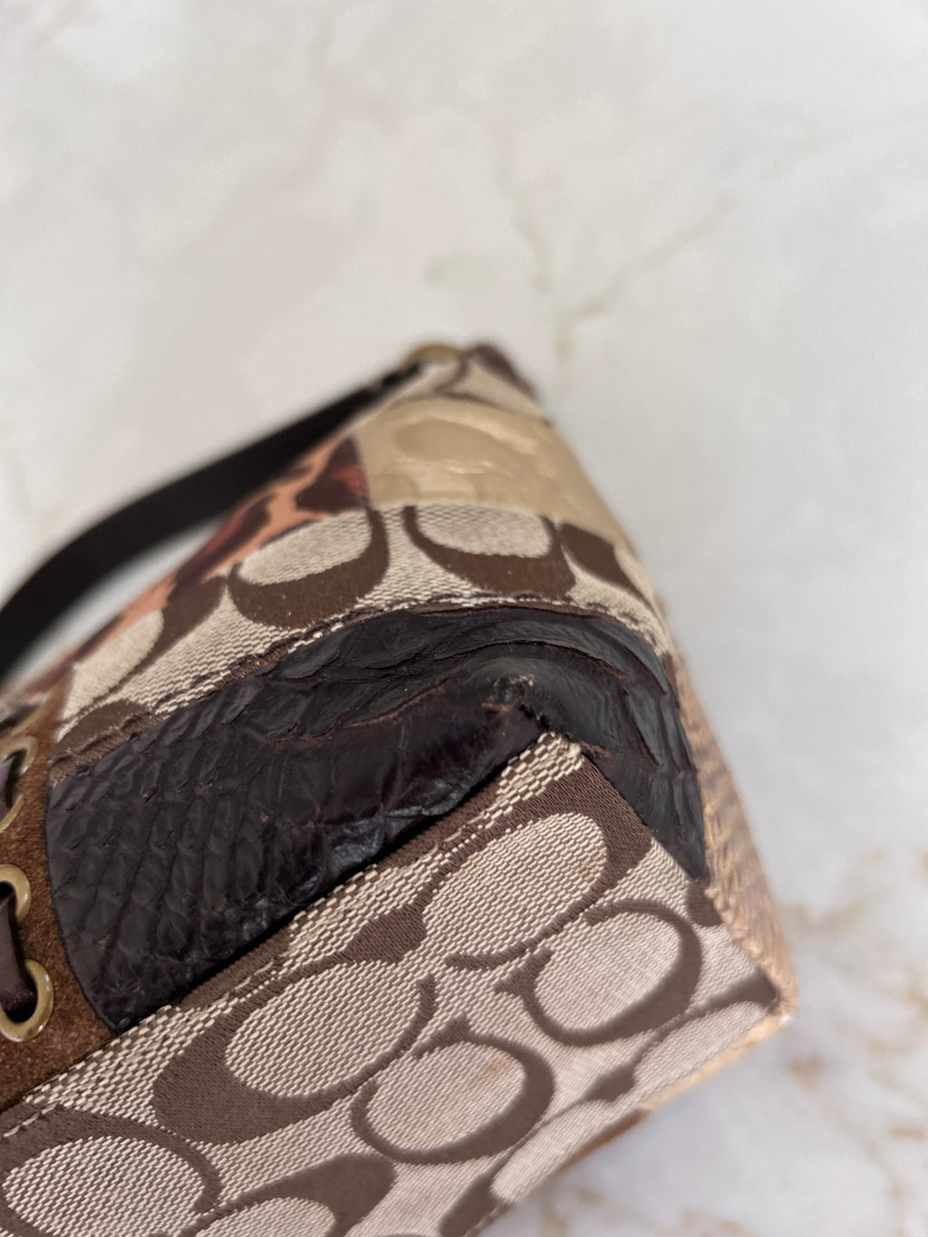 Vintage Coach mini patchwork handbag