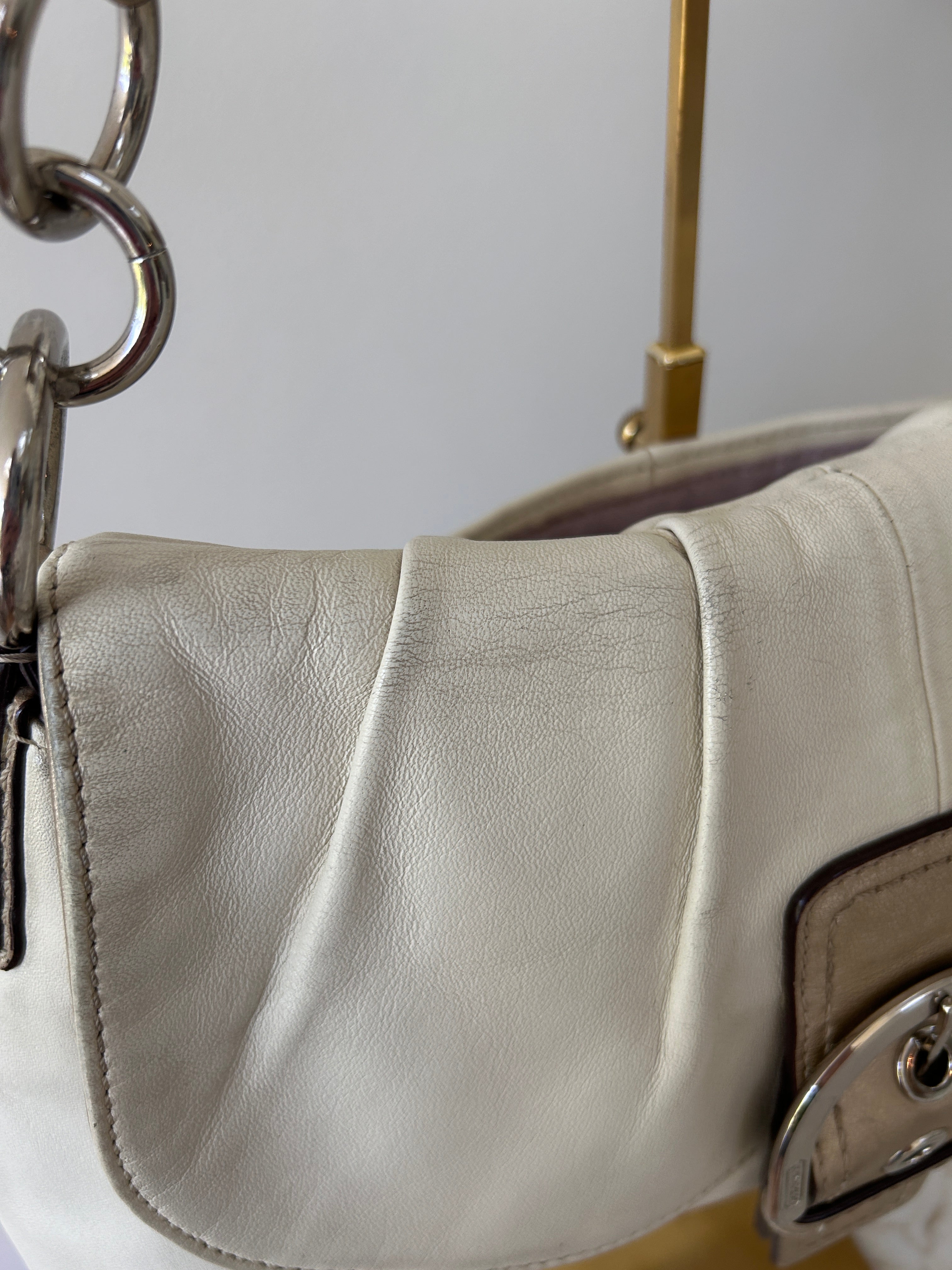 Vintage Coach Soho white leather shoulder bag
