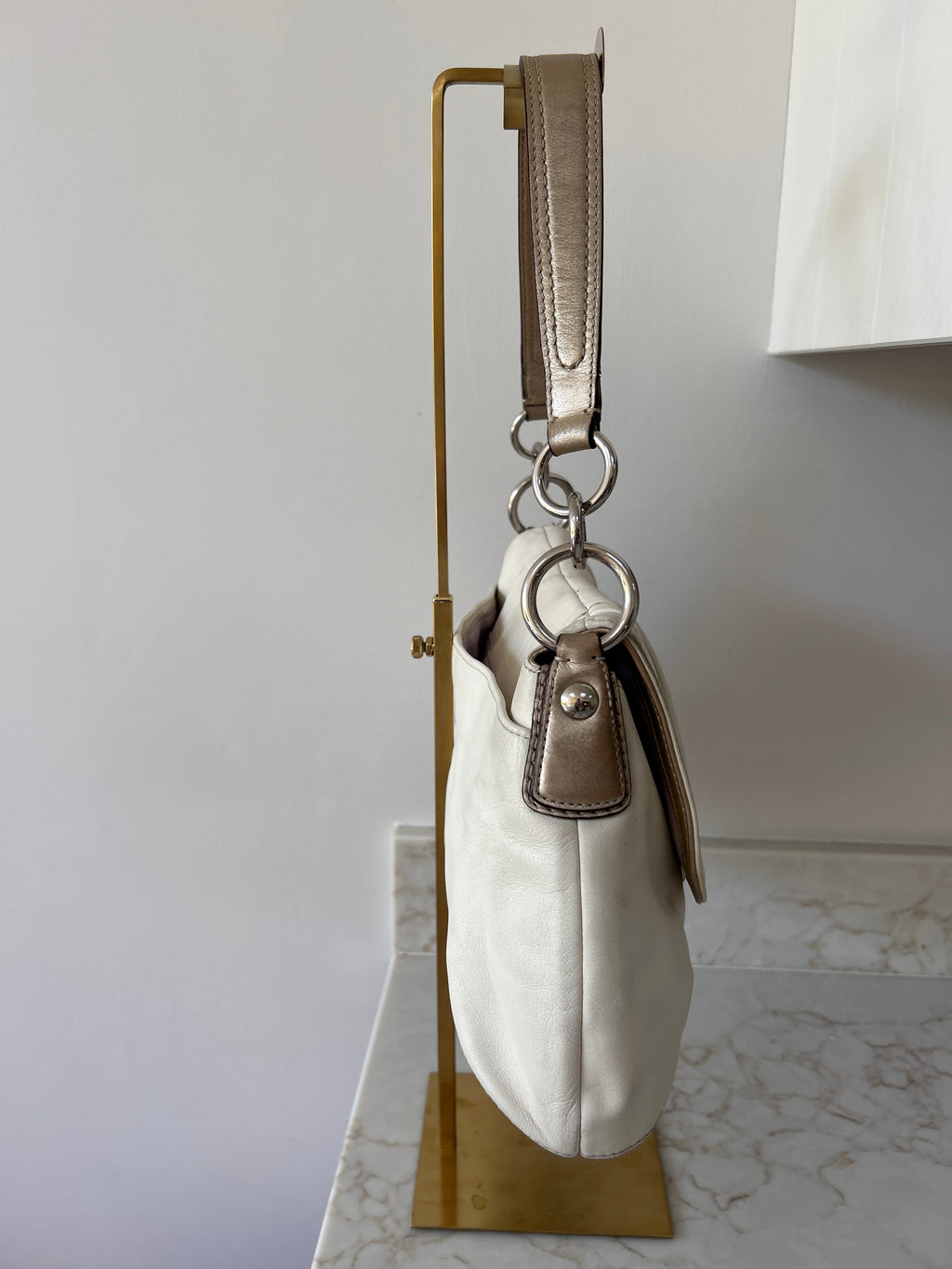 Vintage Coach Soho white leather shoulder bag