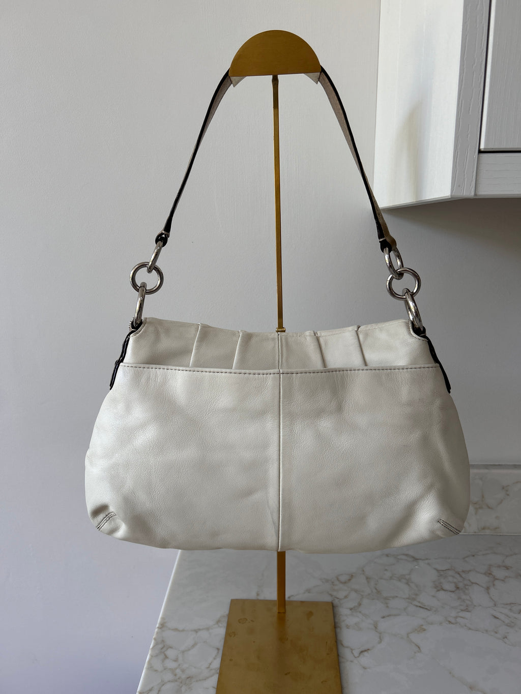 Vintage Coach Soho white leather shoulder bag