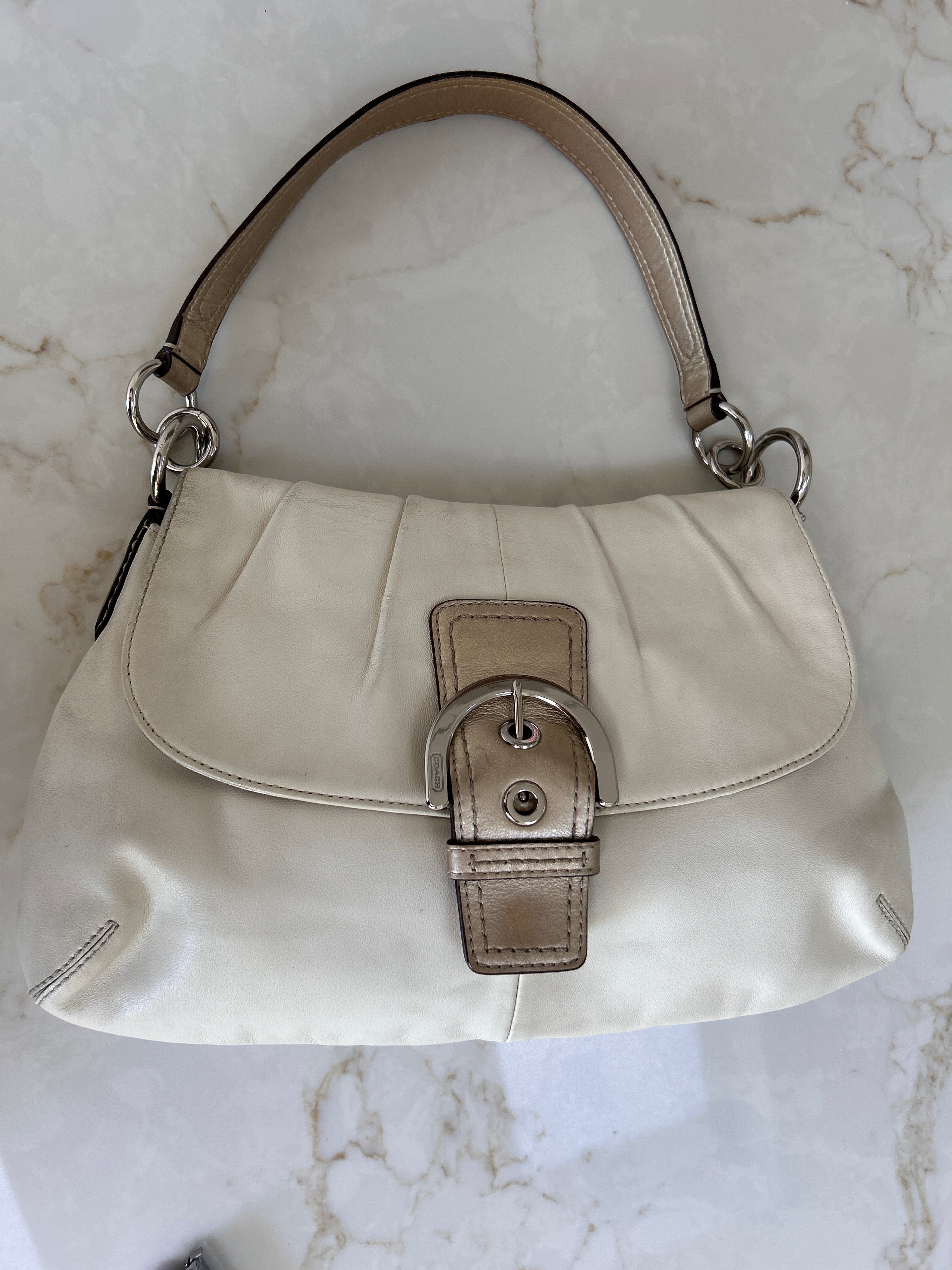 Vintage Coach Soho white leather shoulder bag