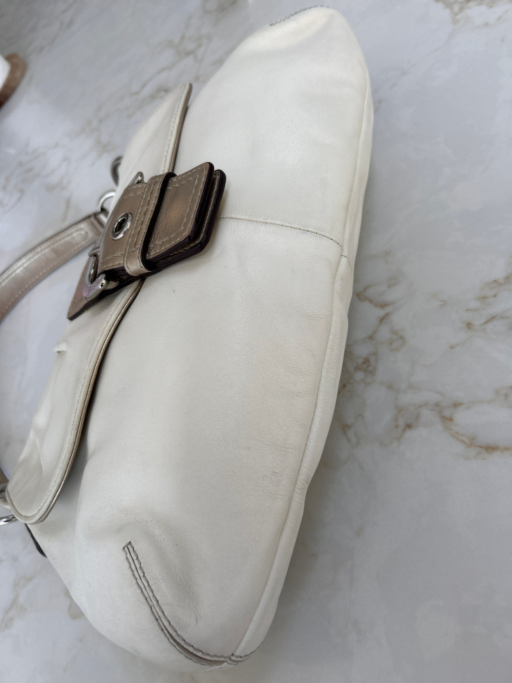 Vintage Coach Soho white leather shoulder bag