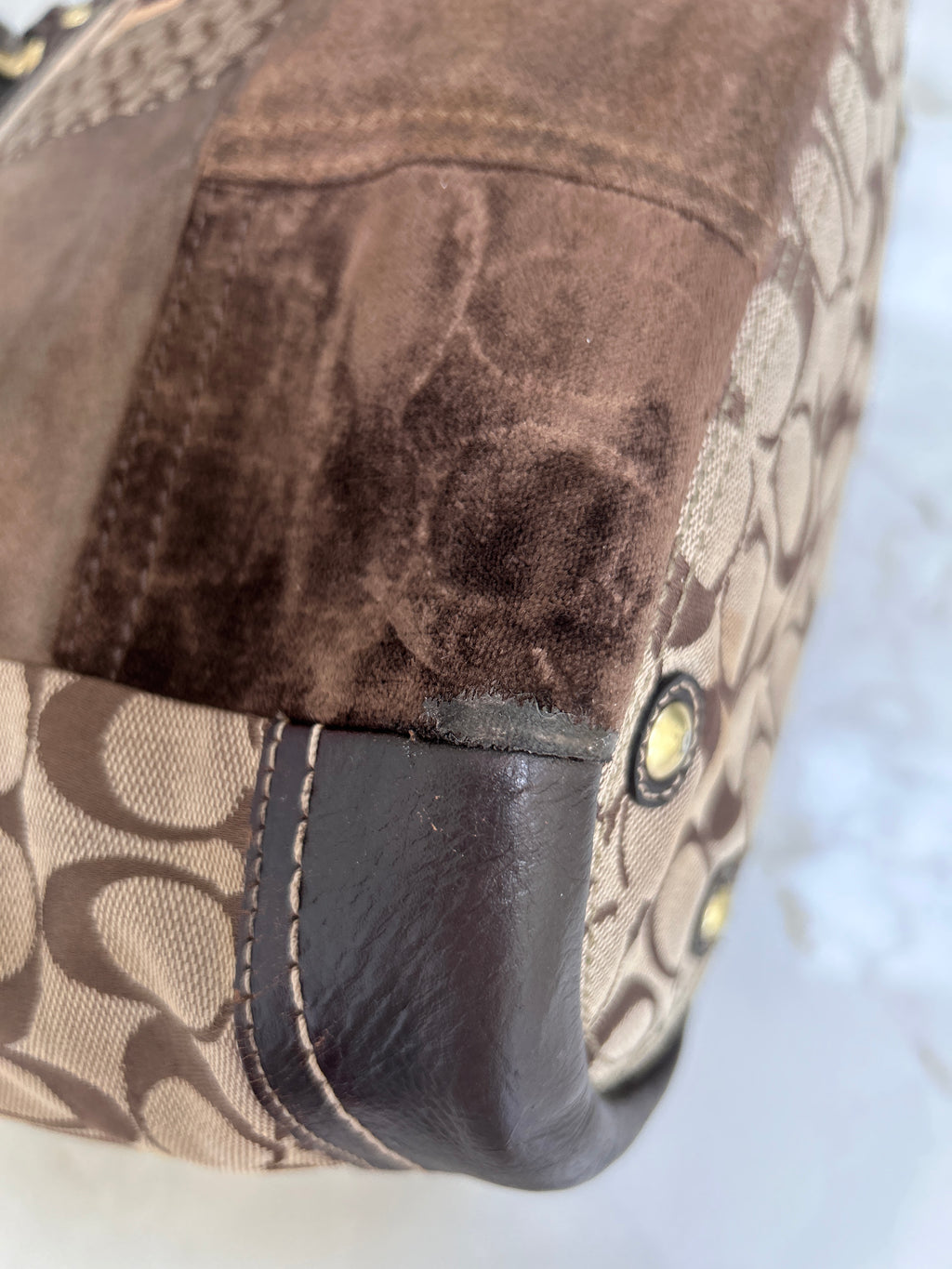 Vintage Coach animal print patchwork shoulder bag