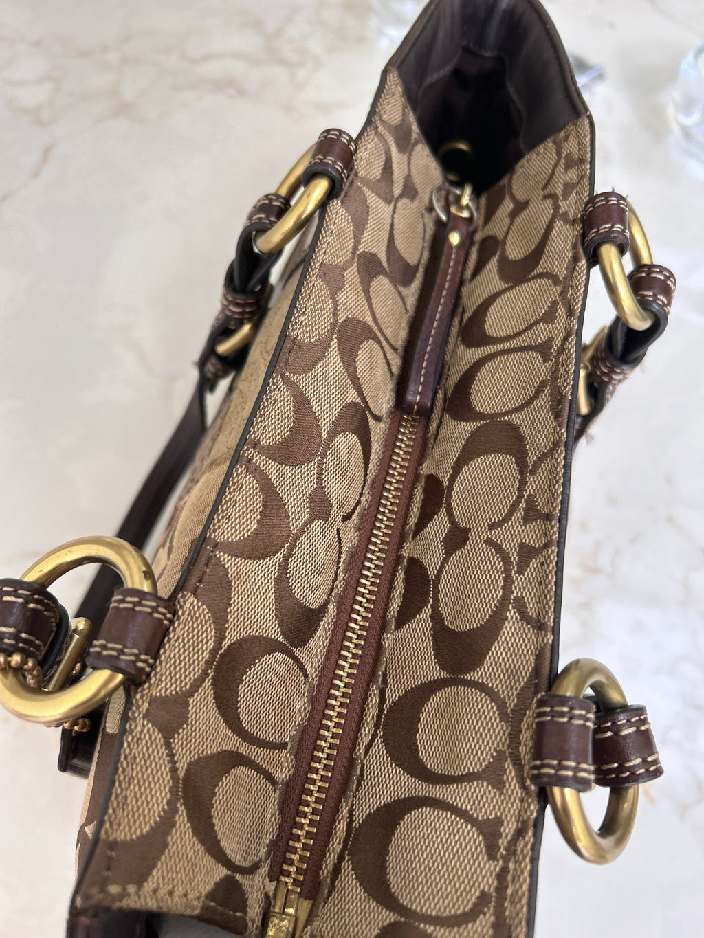 Vintage Coach animal print patchwork shoulder bag