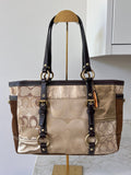 Vintage Coach brown and gold patchwork shoulder bag