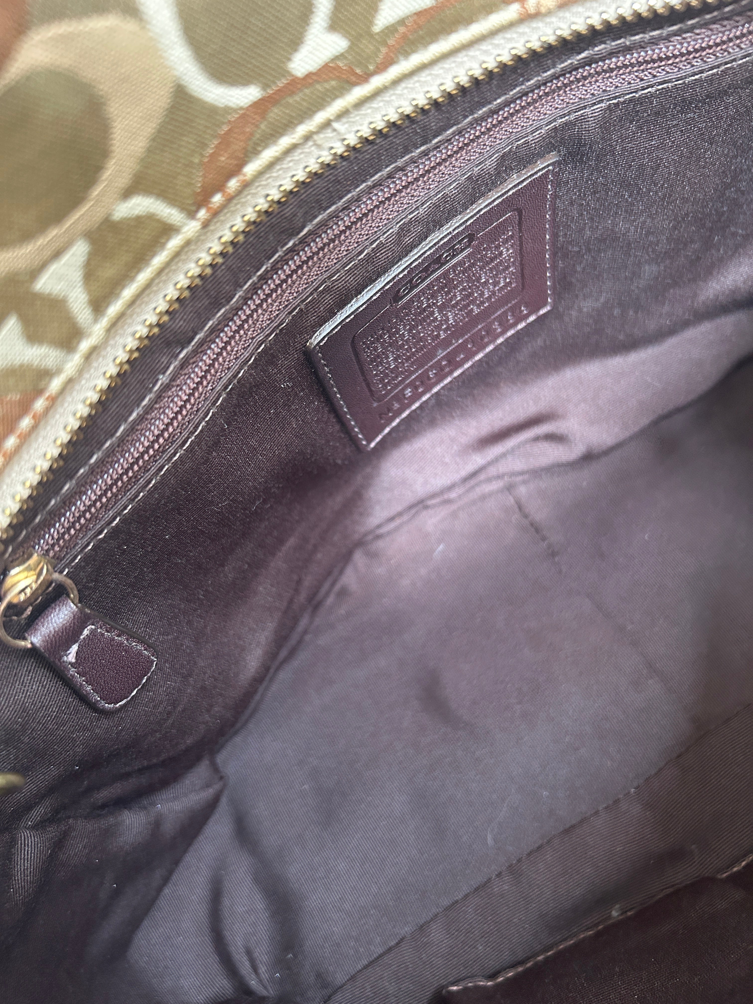 Vintage Coach brown and gold patchwork shoulder bag