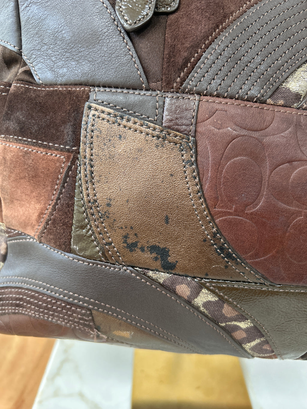 Vintage Coach brown patchwork shoulder bag