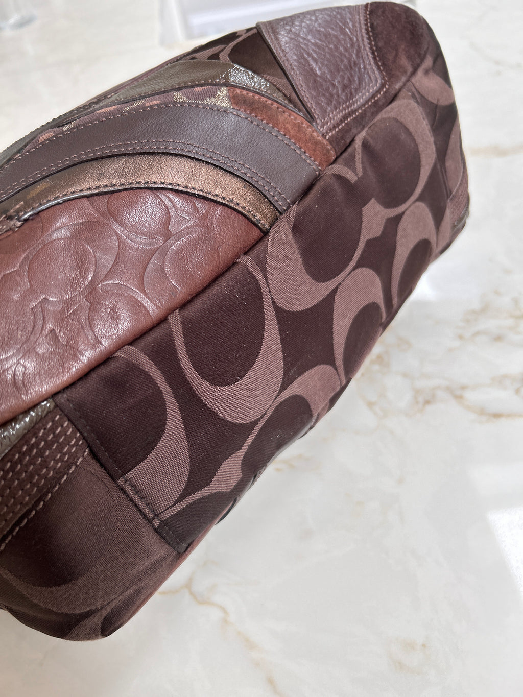 Vintage Coach brown patchwork shoulder bag