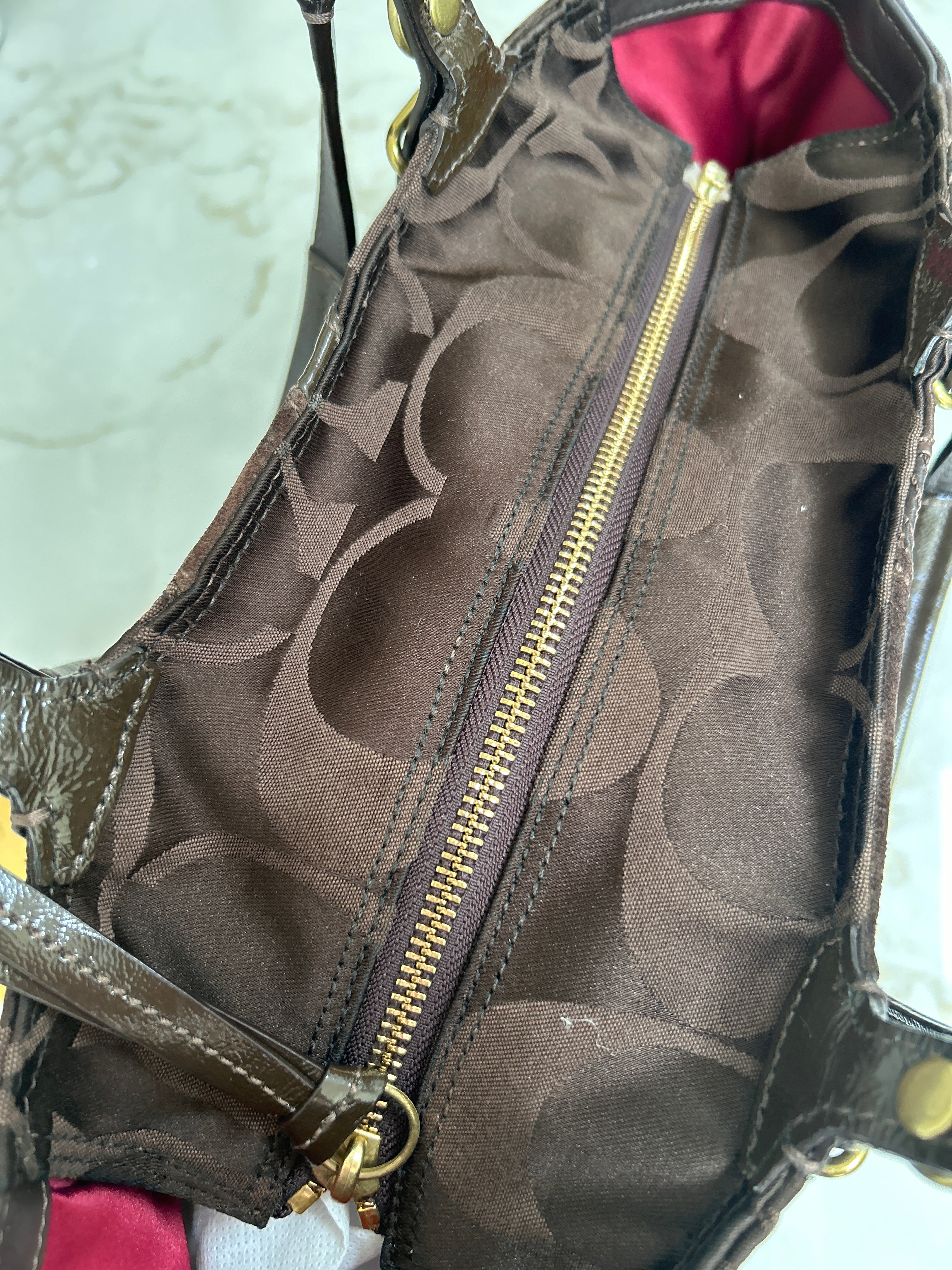 Vintage Coach brown patchwork shoulder bag