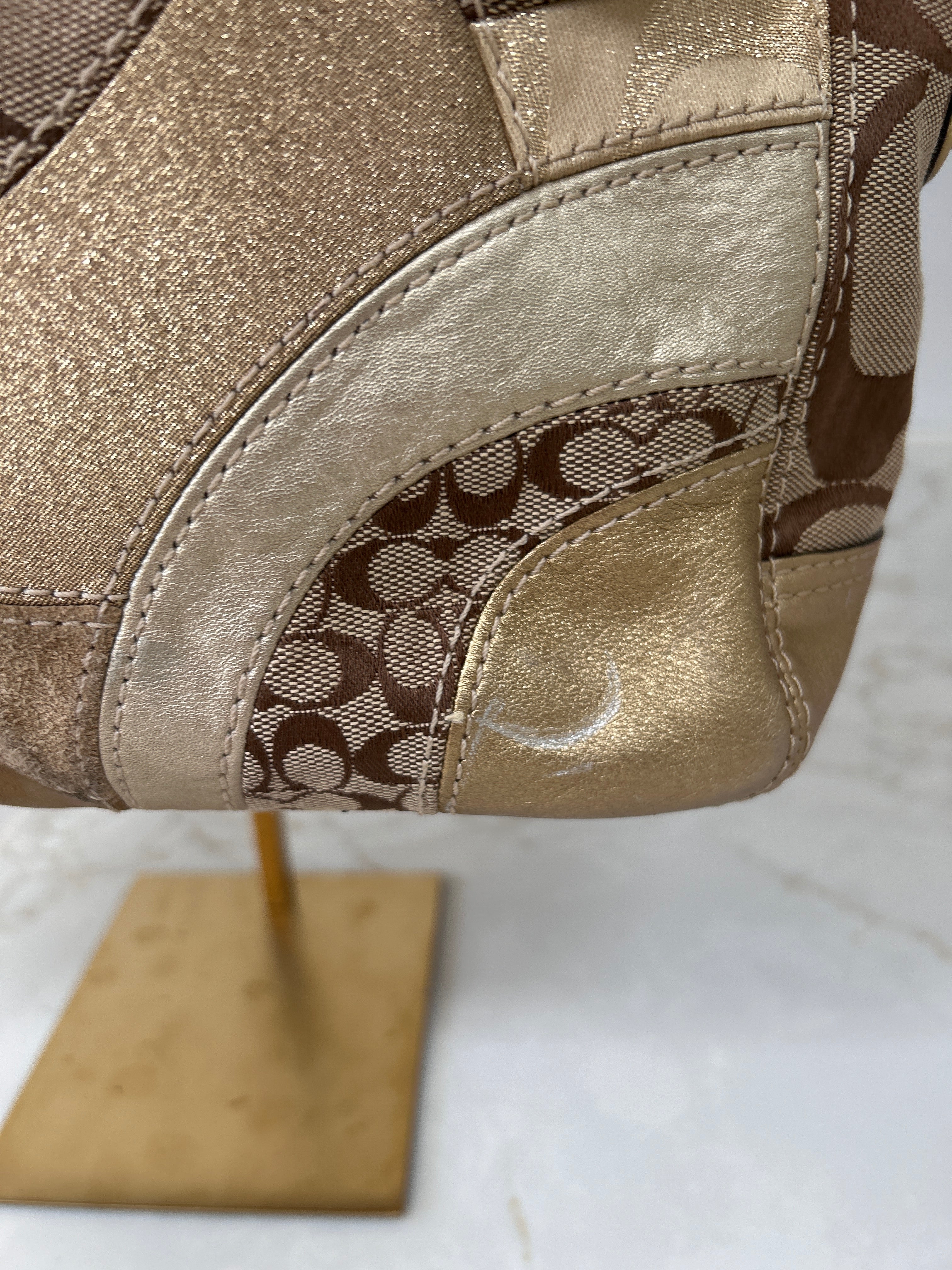Vintage Coach gold patchwork shoulder bag