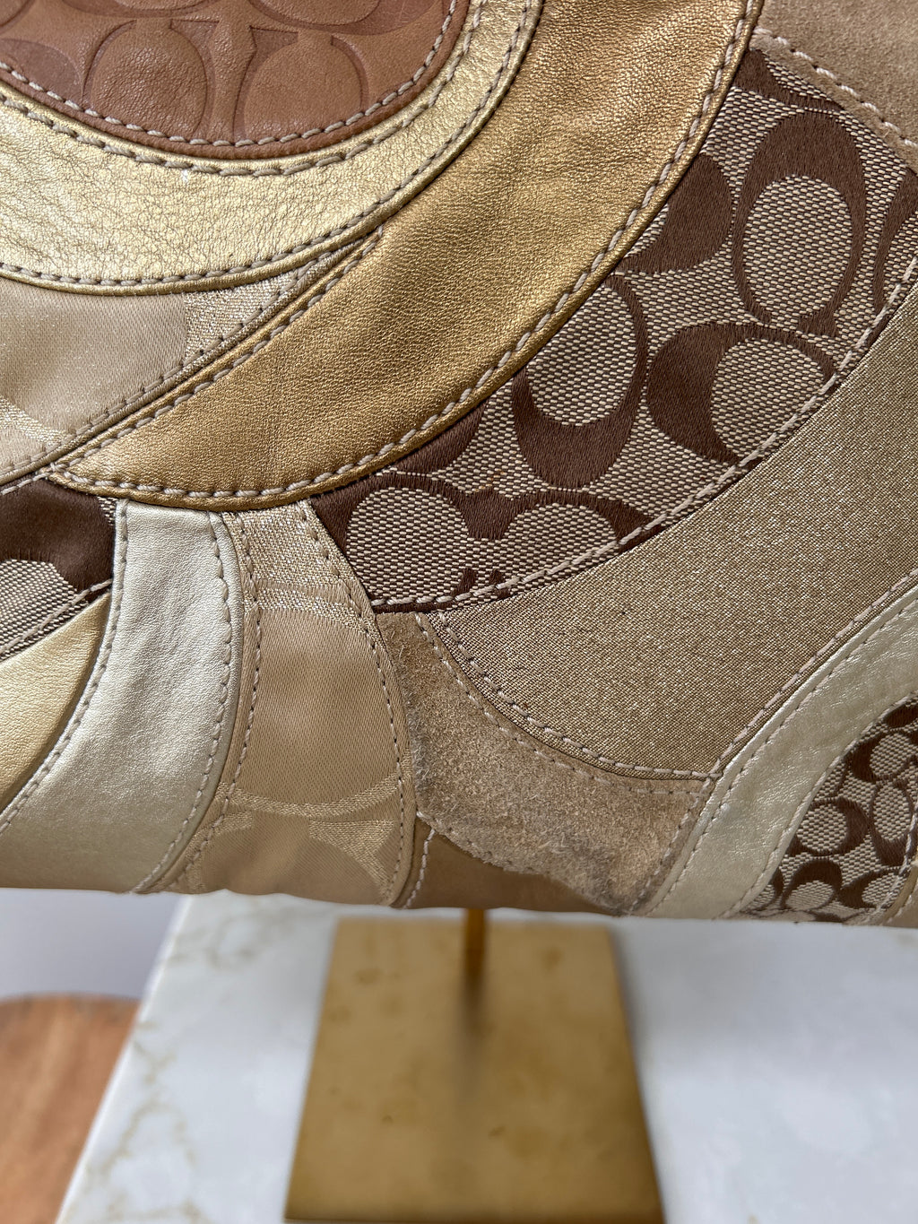 Vintage Coach gold patchwork shoulder bag