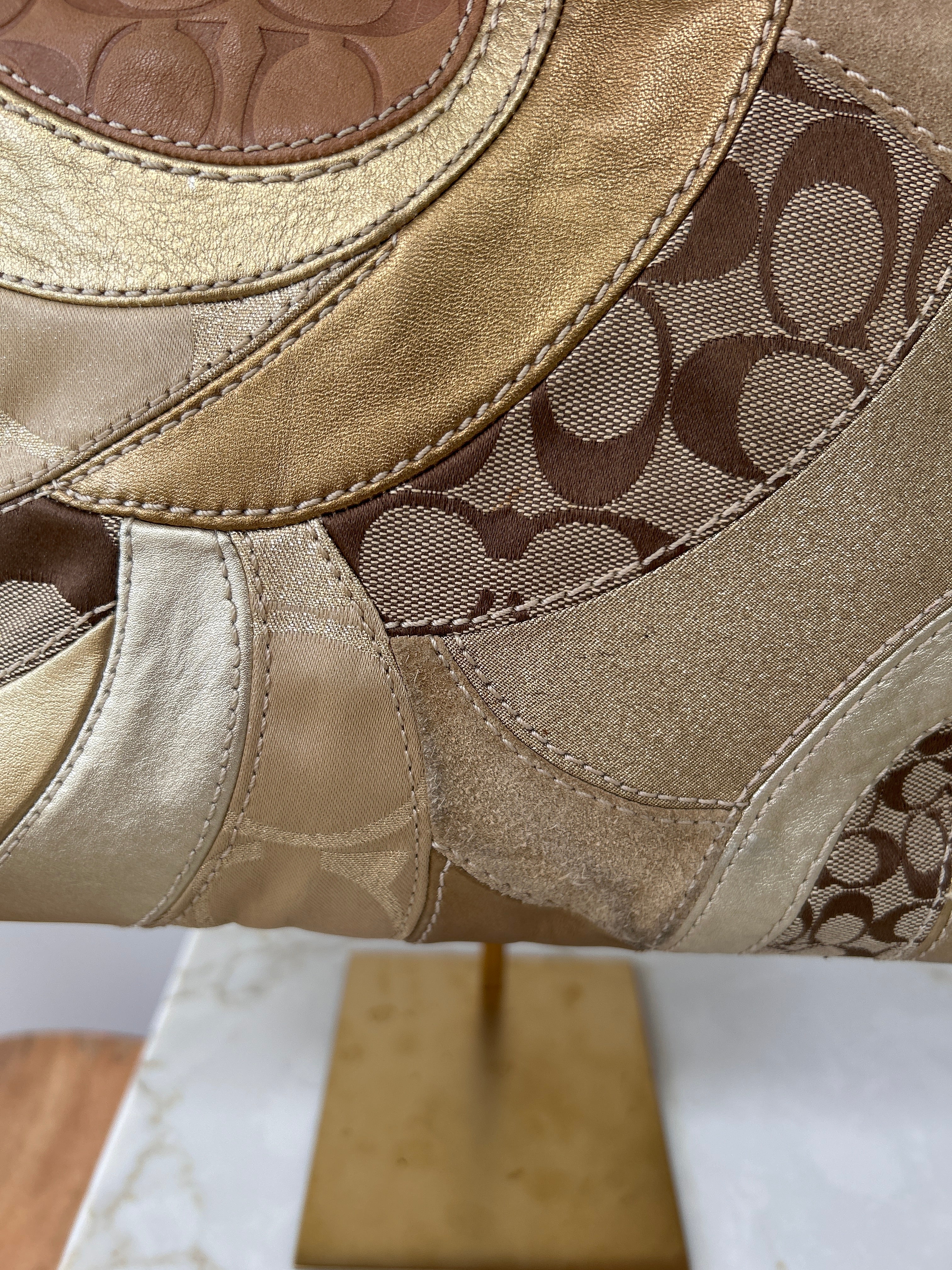 Vintage Coach gold patchwork shoulder bag