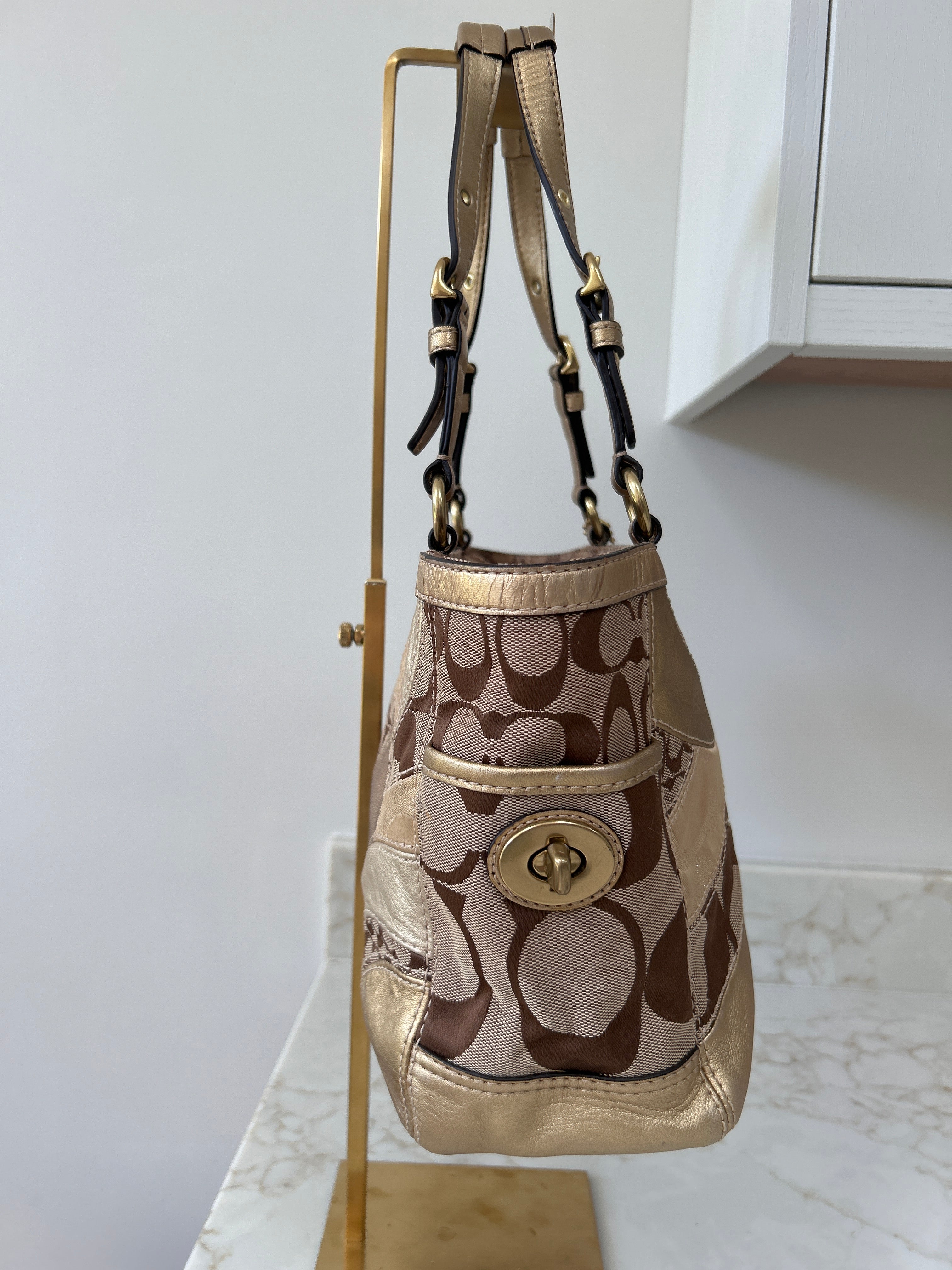 Vintage Coach gold patchwork shoulder bag