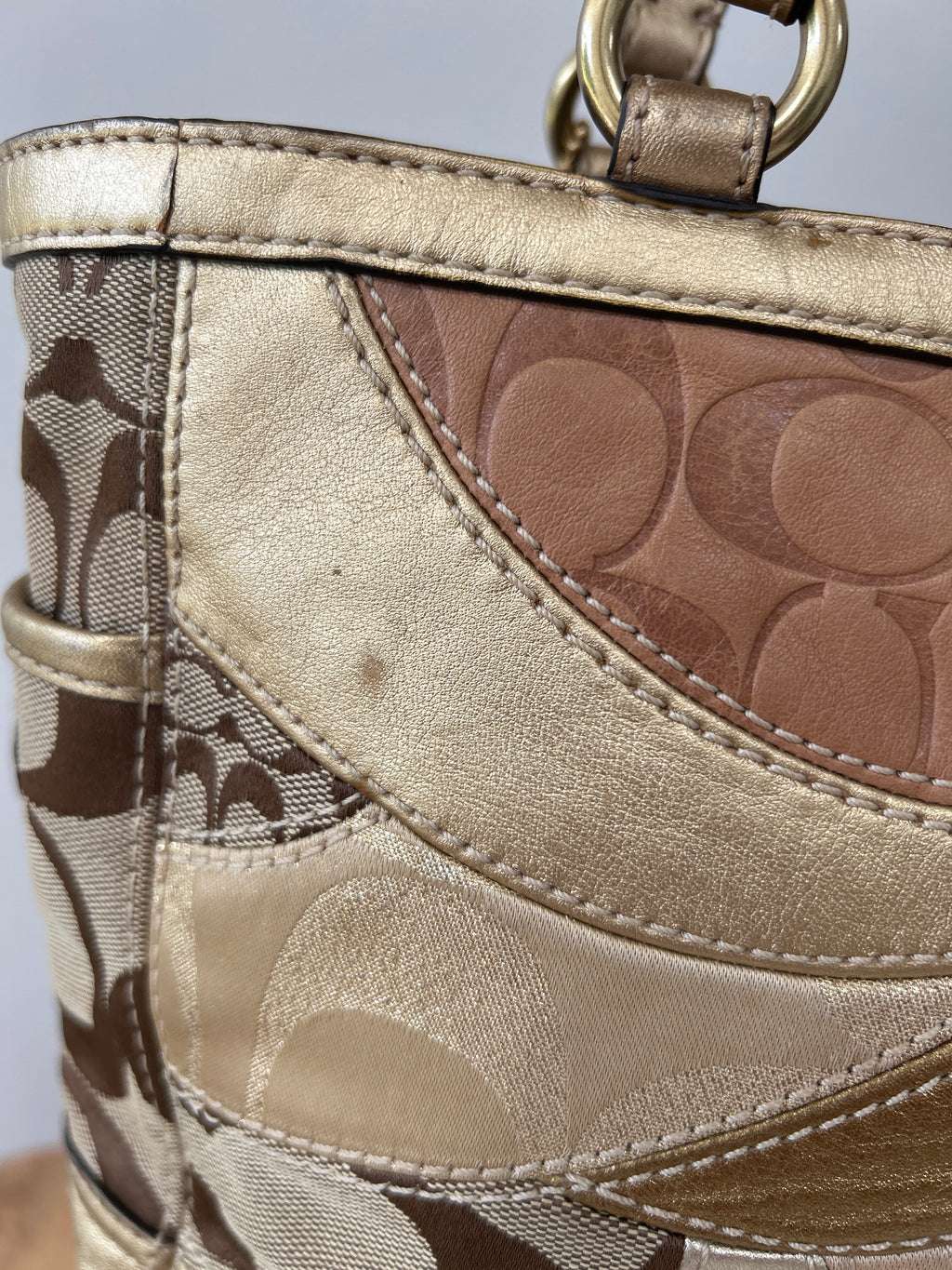 Vintage Coach gold patchwork shoulder bag