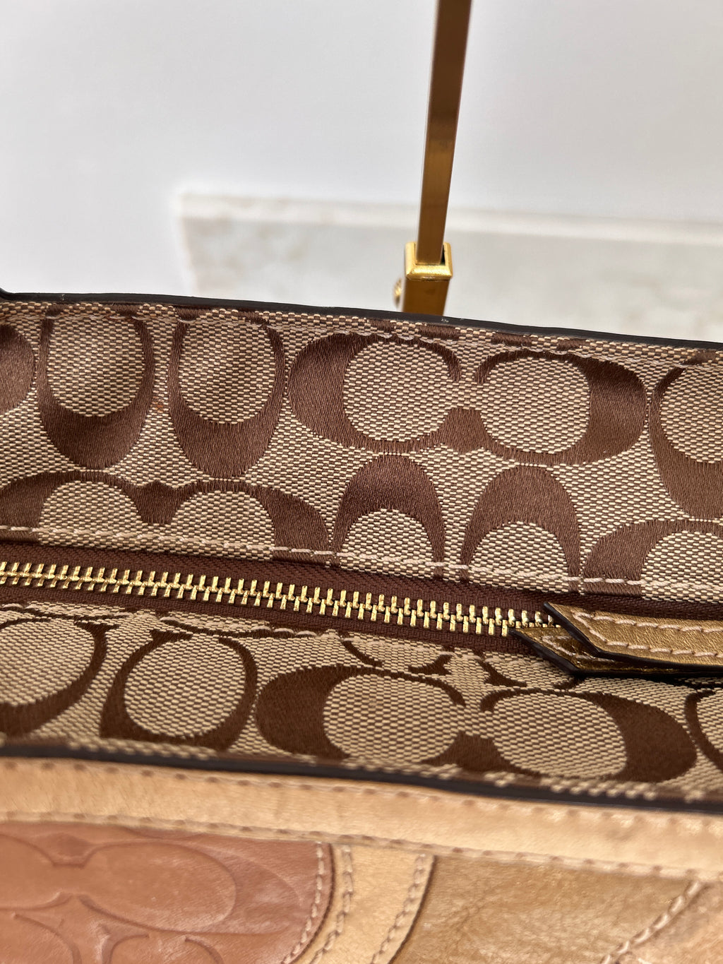 Vintage Coach gold patchwork shoulder bag