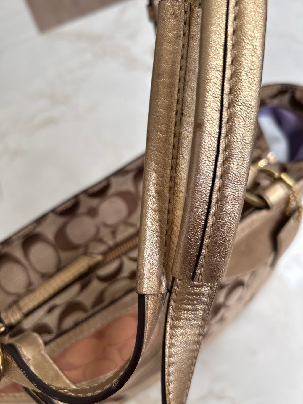 Vintage Coach gold patchwork shoulder bag