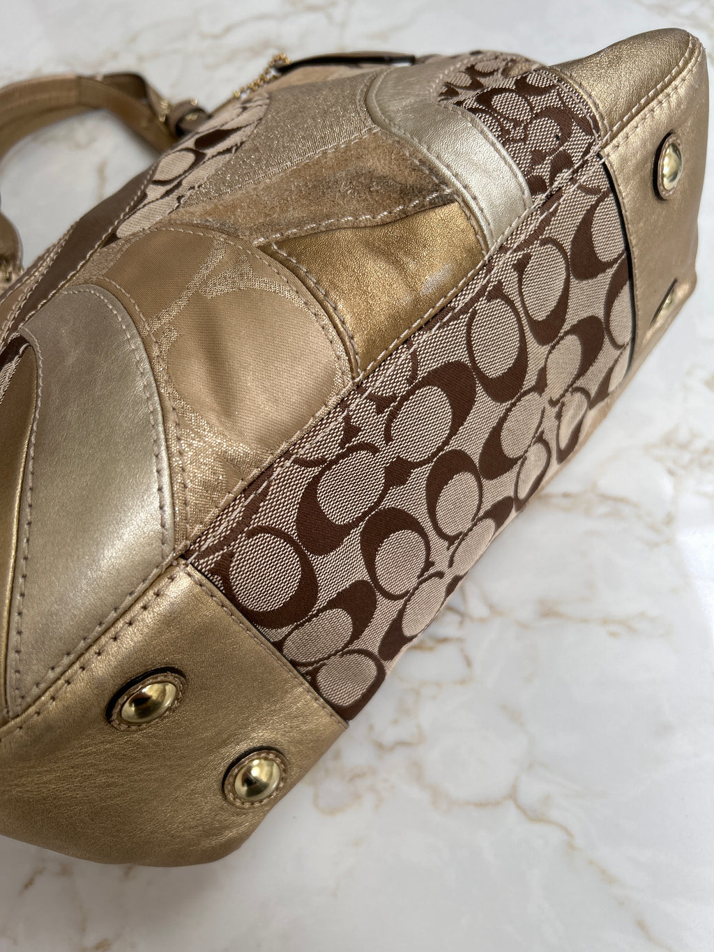 Vintage Coach gold patchwork shoulder bag