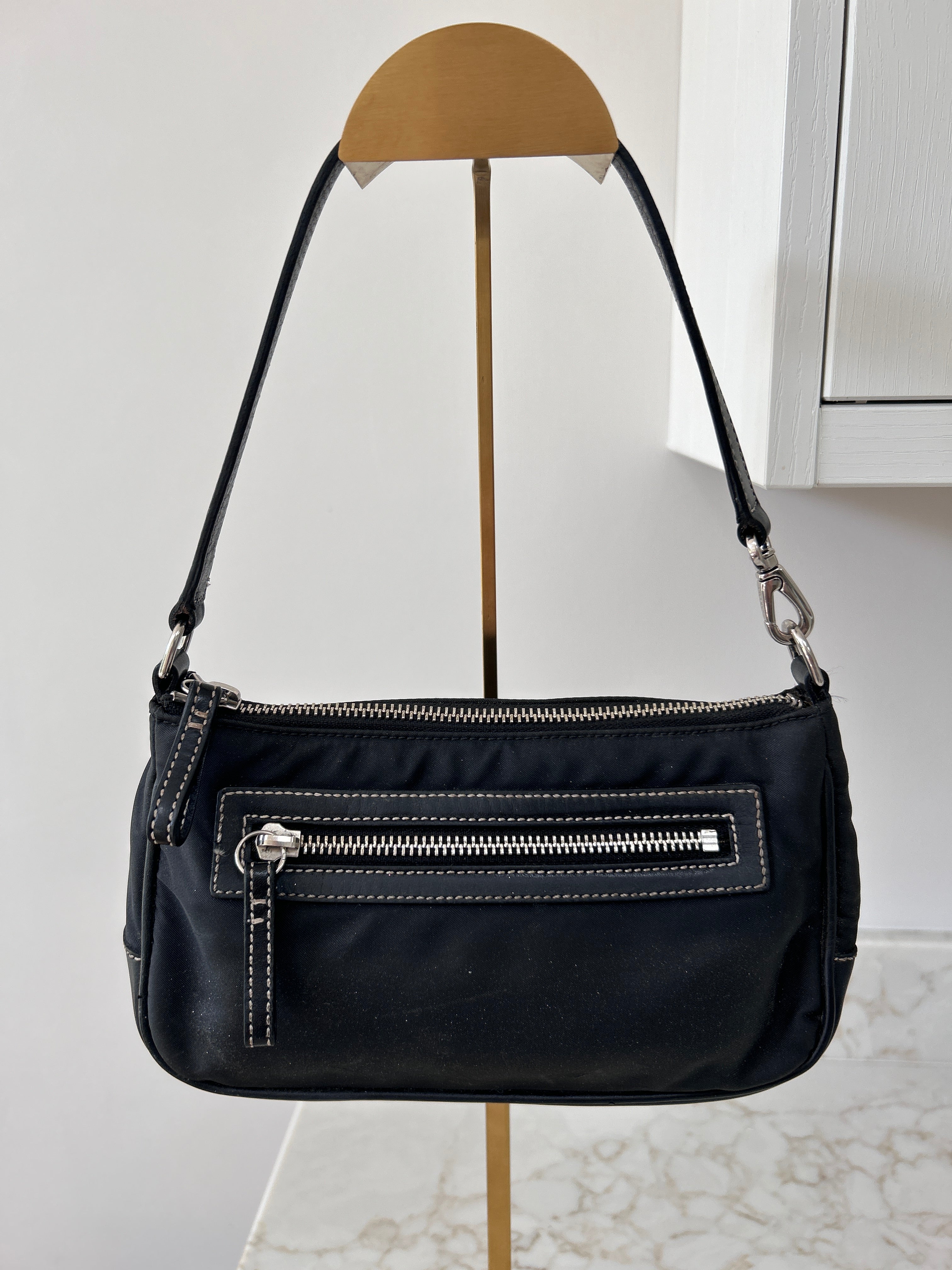 Vintage Coach black nylon mini shoulder bag