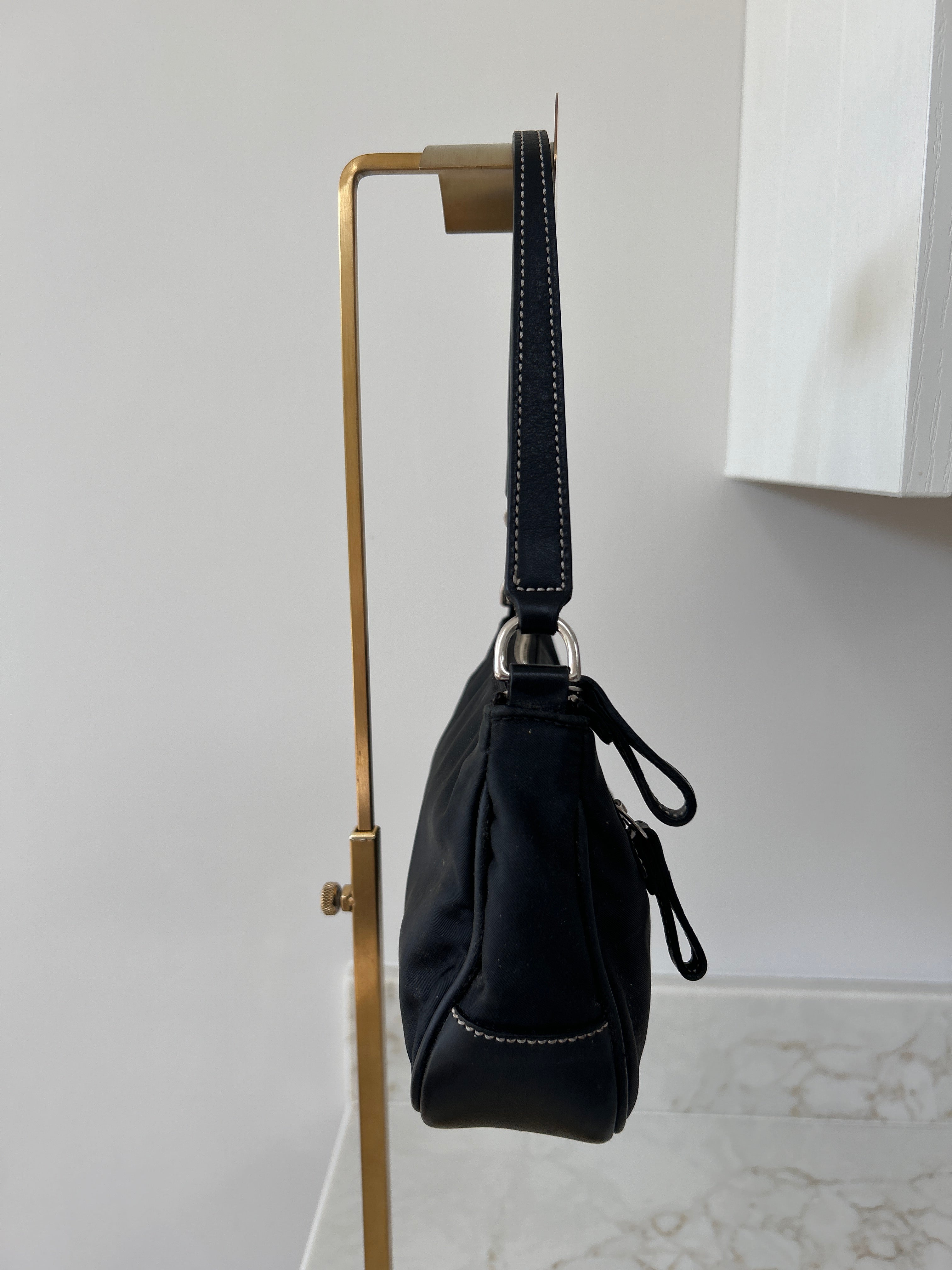 Vintage Coach black nylon mini shoulder bag