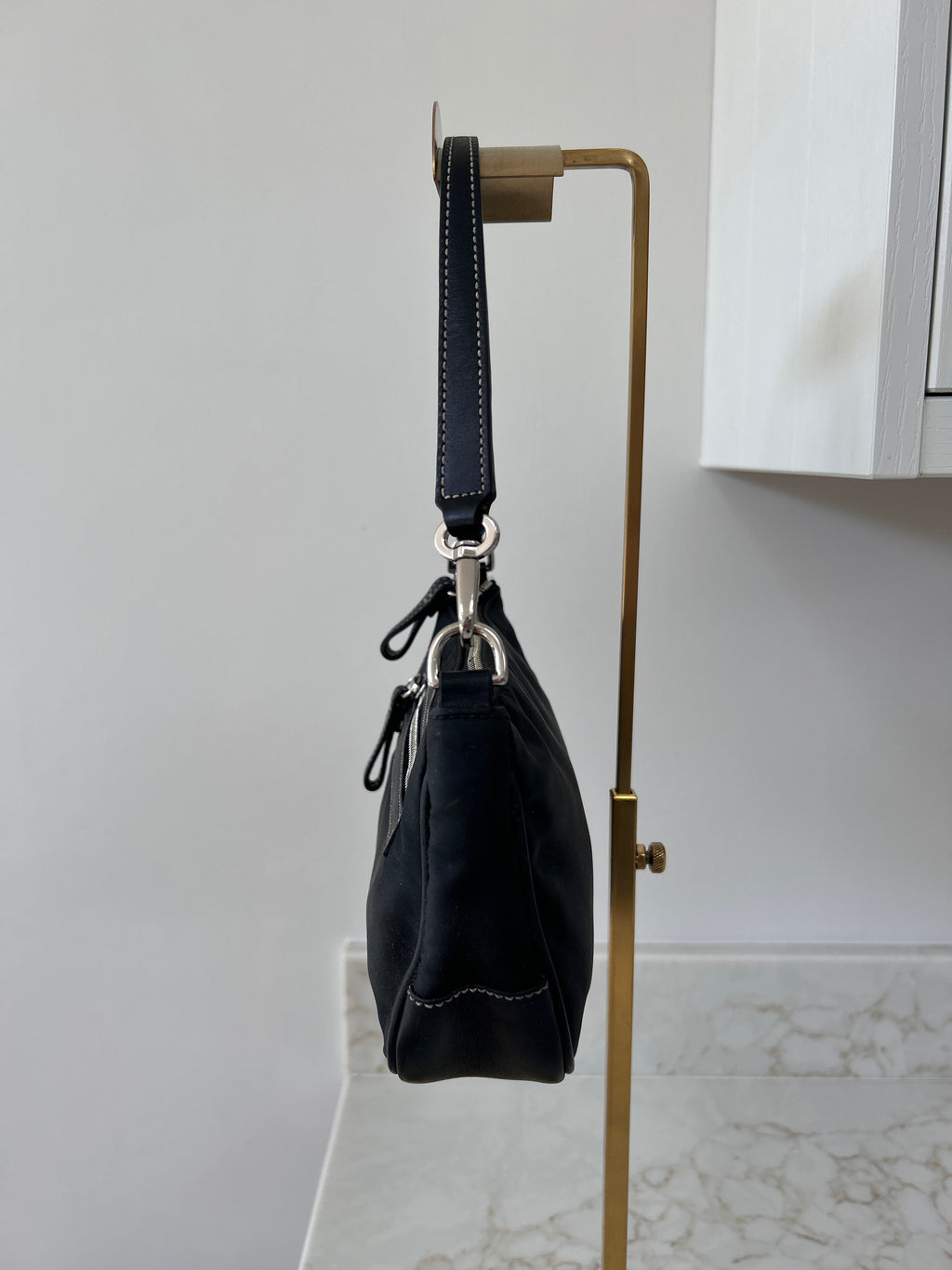 Vintage Coach black nylon mini shoulder bag