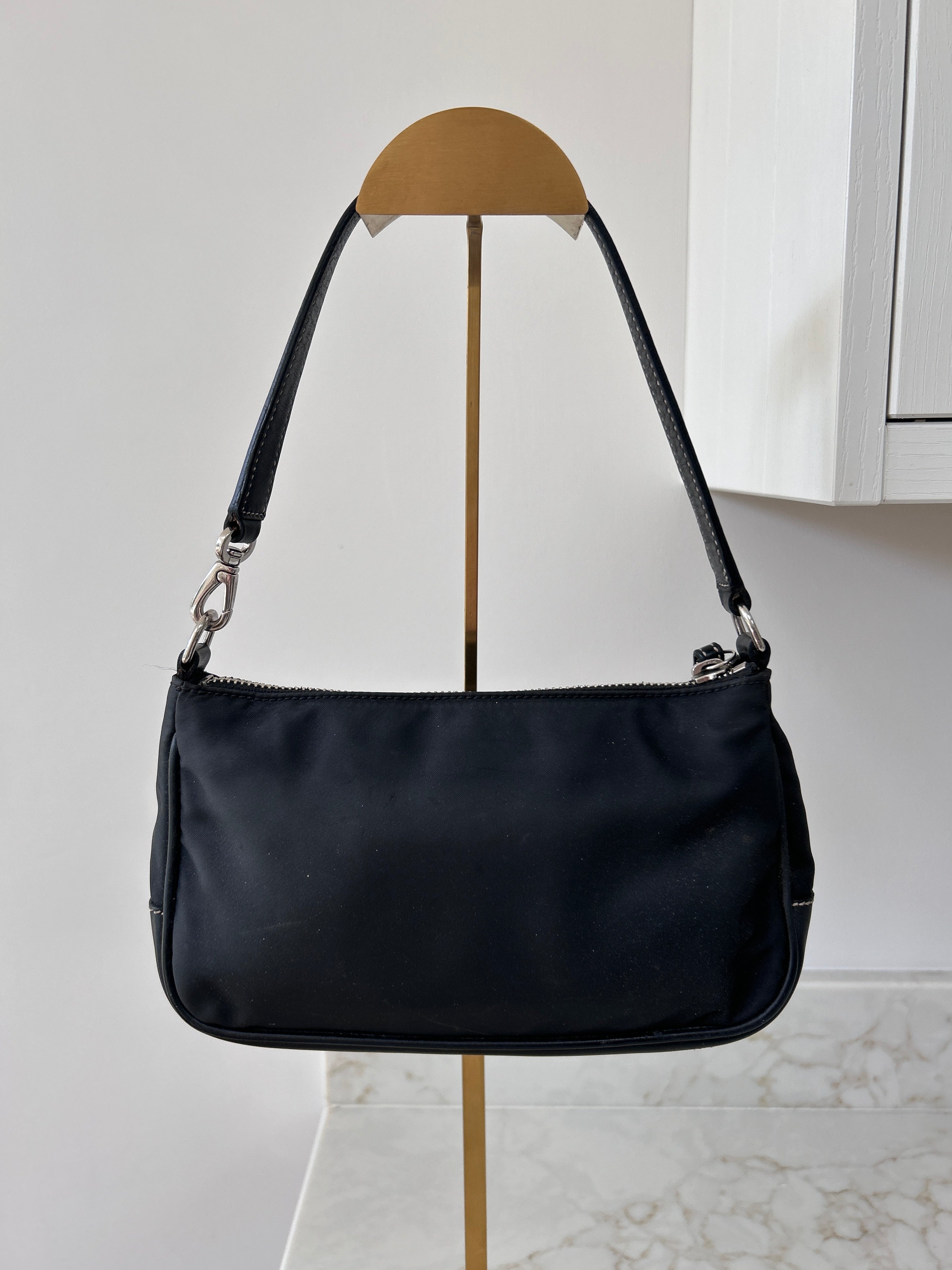 Vintage Coach black nylon mini shoulder bag