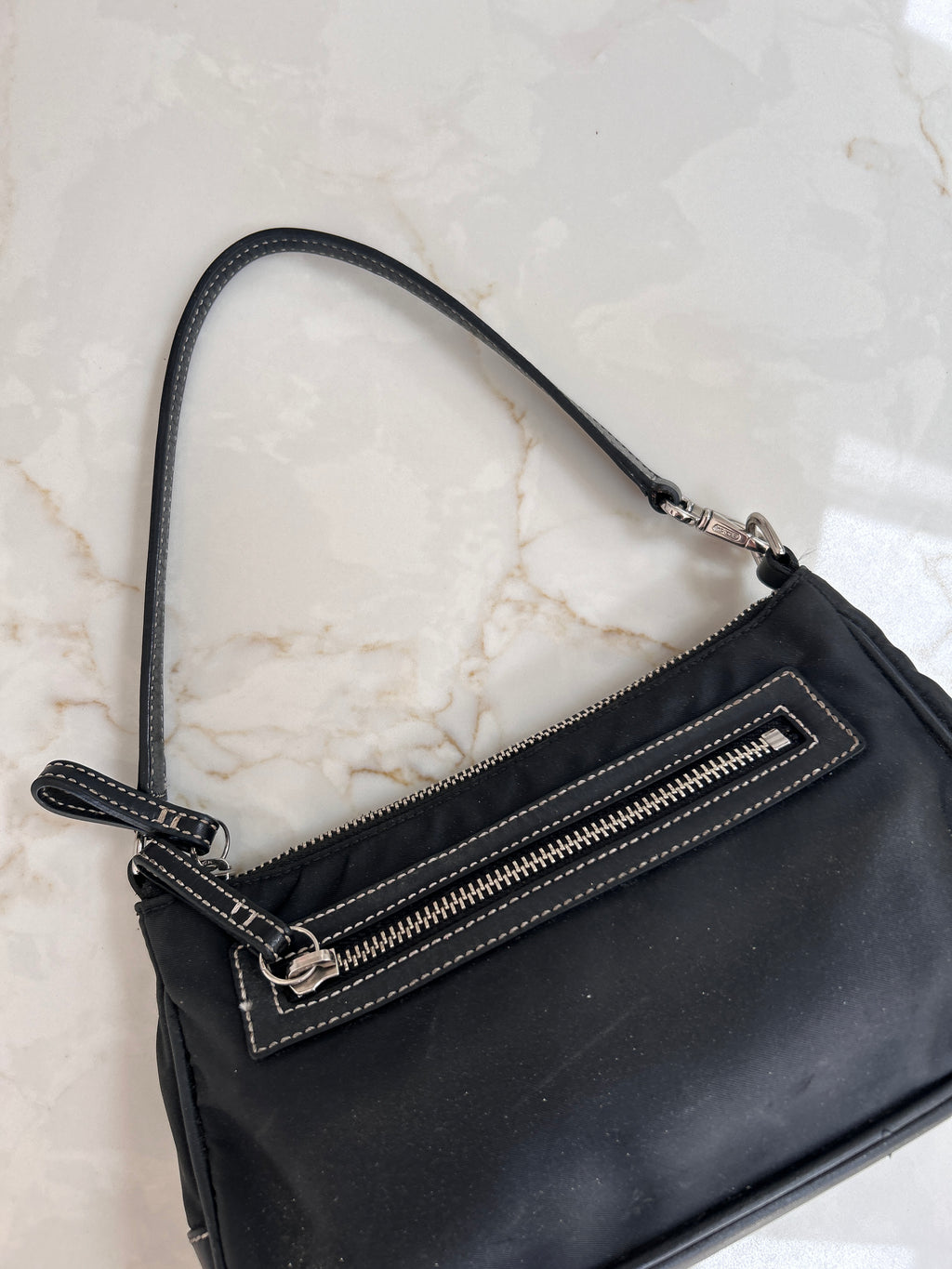 Vintage Coach black nylon mini shoulder bag