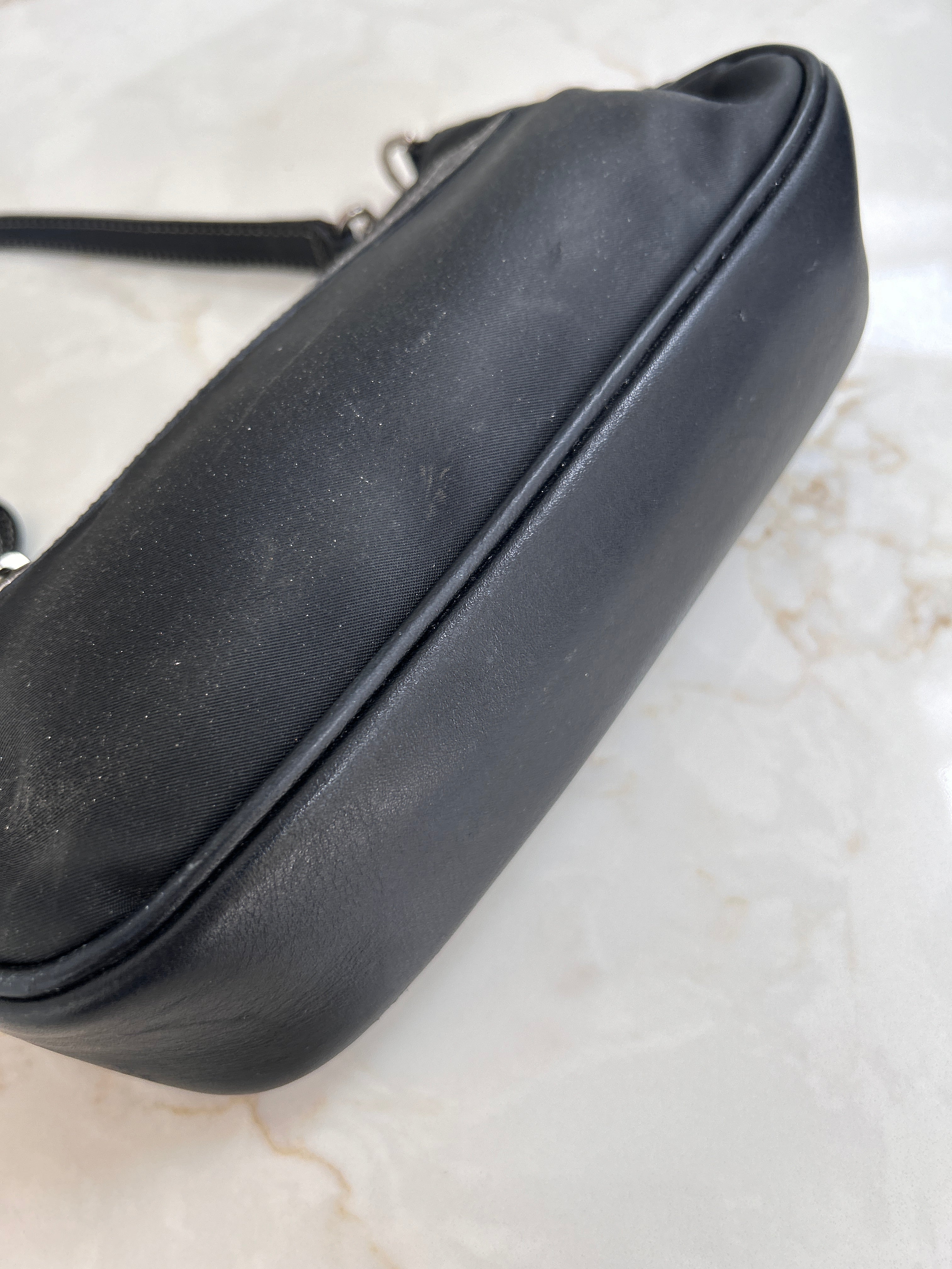 Vintage Coach black nylon mini shoulder bag